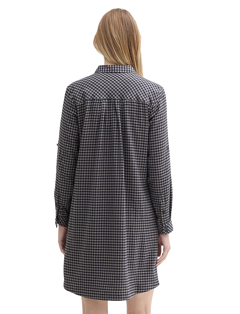 Tom Tailor - checked flanell dress - hemdkleider - navy grey check design - 4
