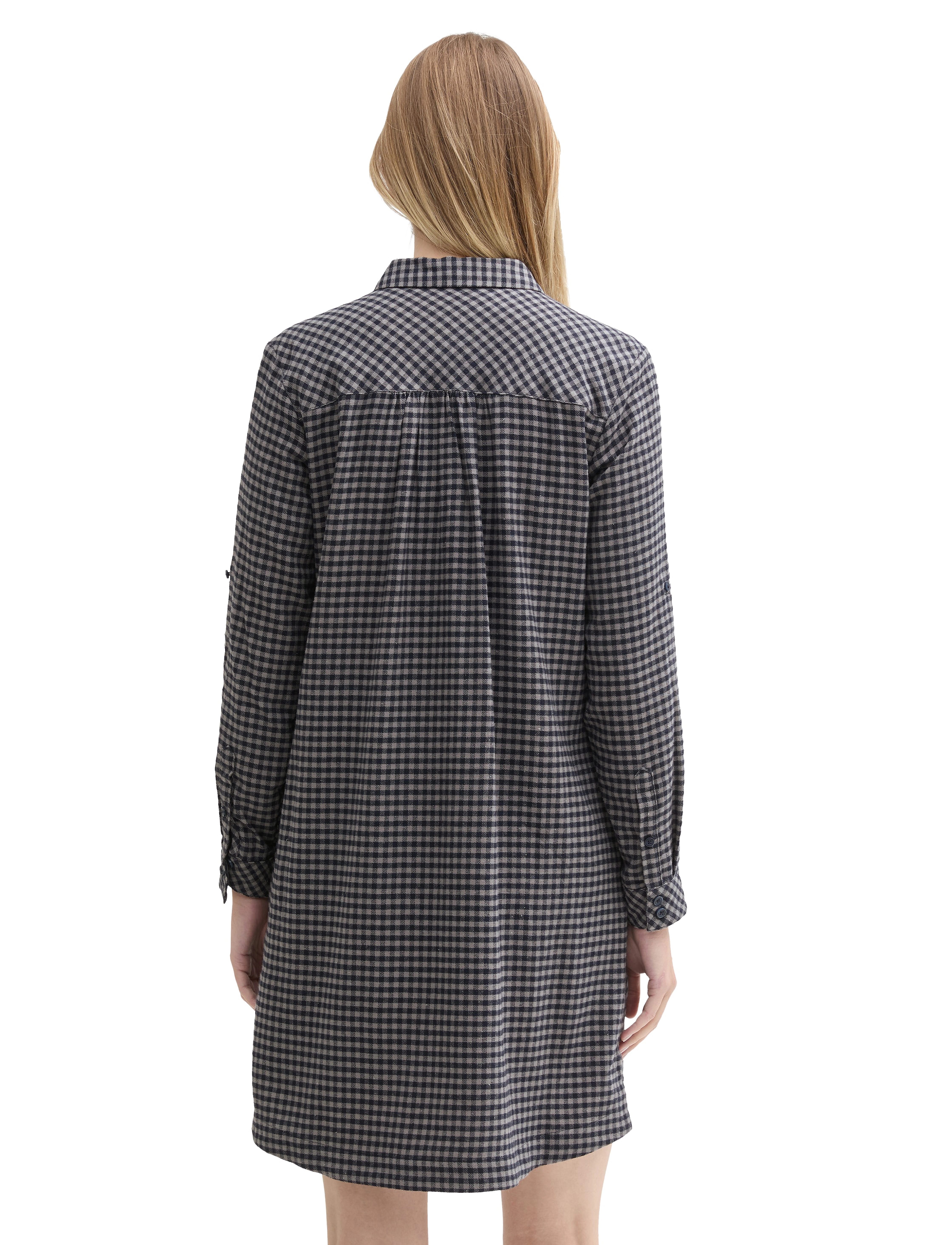 Tom Tailor - checked flanell dress - kurze kleider - navy grey check design - 4