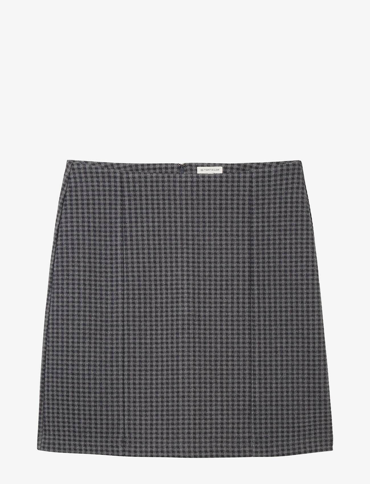 Tom Tailor - cosy checked skirt - navy grey check design - 0