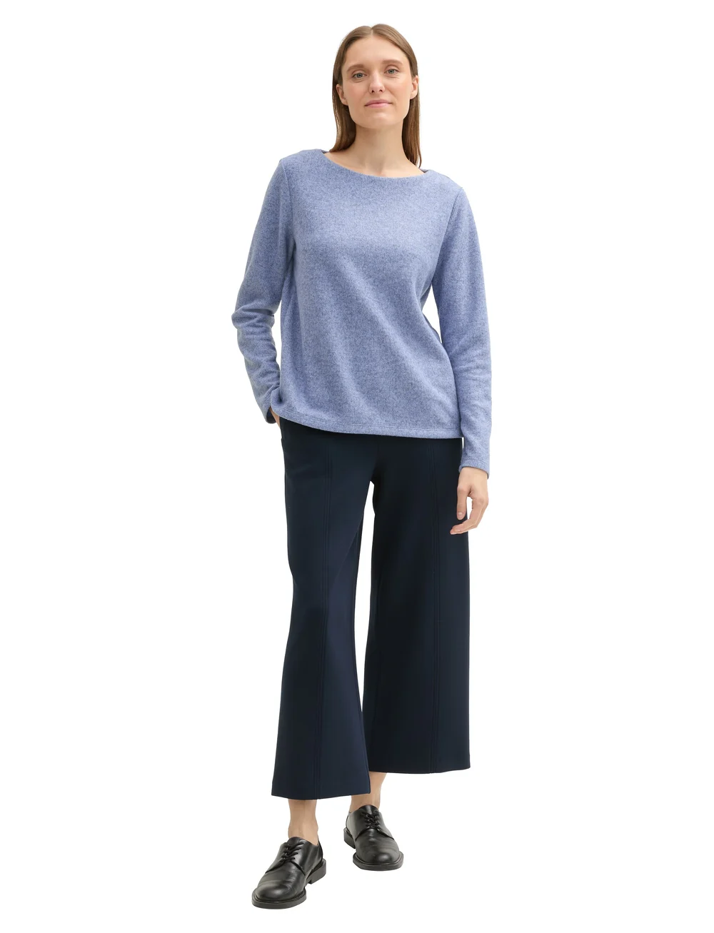 Tom Tailor - Sweatshirt cosy rib - stickade tröjor - calm blue melange - 0