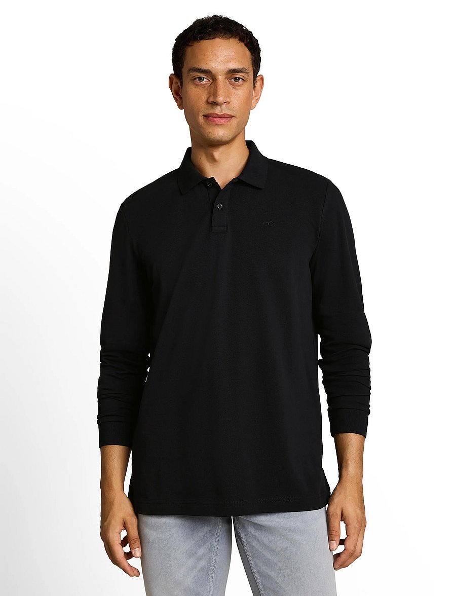 Tom Tailor - basic polo with contrast - långärmade pikéer - almost black - 0