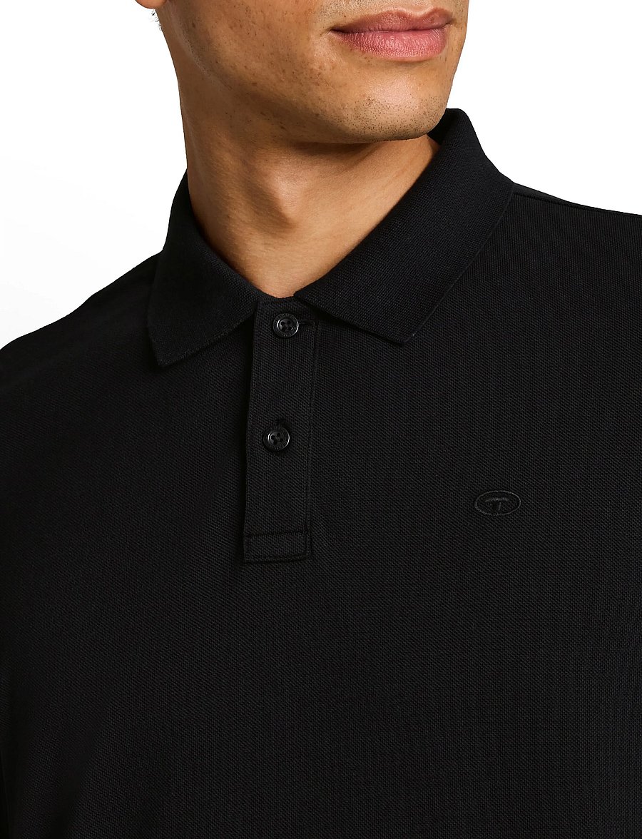 Tom Tailor - basic polo with contrast - långärmade pikéer - almost black - 4