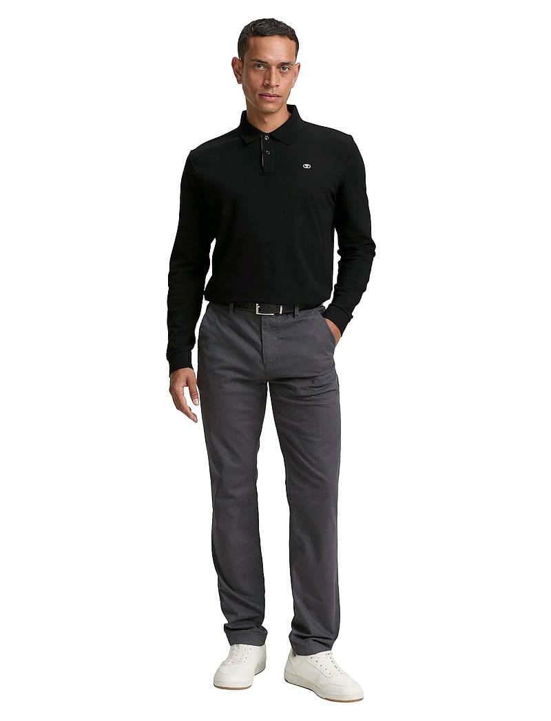 Tom Tailor - basic polo with contrast - langærmede poloer - black - 0