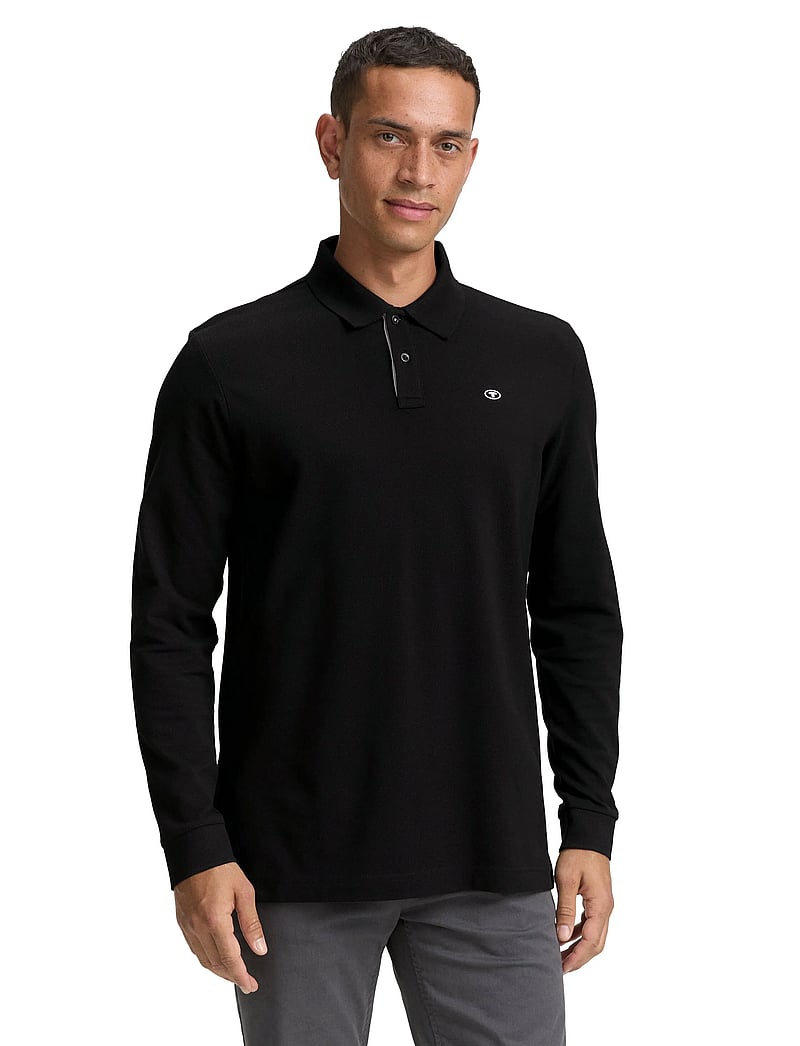 Tom Tailor - basic polo with contrast - langærmede poloer - black - 3