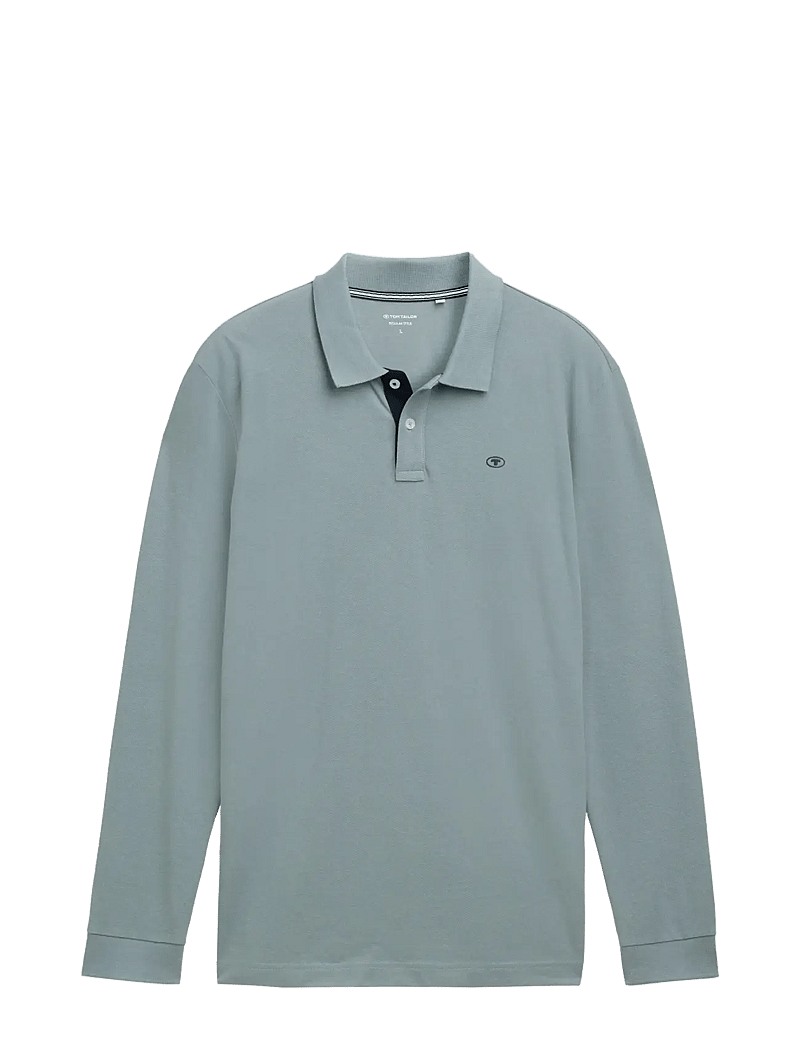Tom Tailor - basic polo with contrast - långärmade pikéer - grey mint - 1