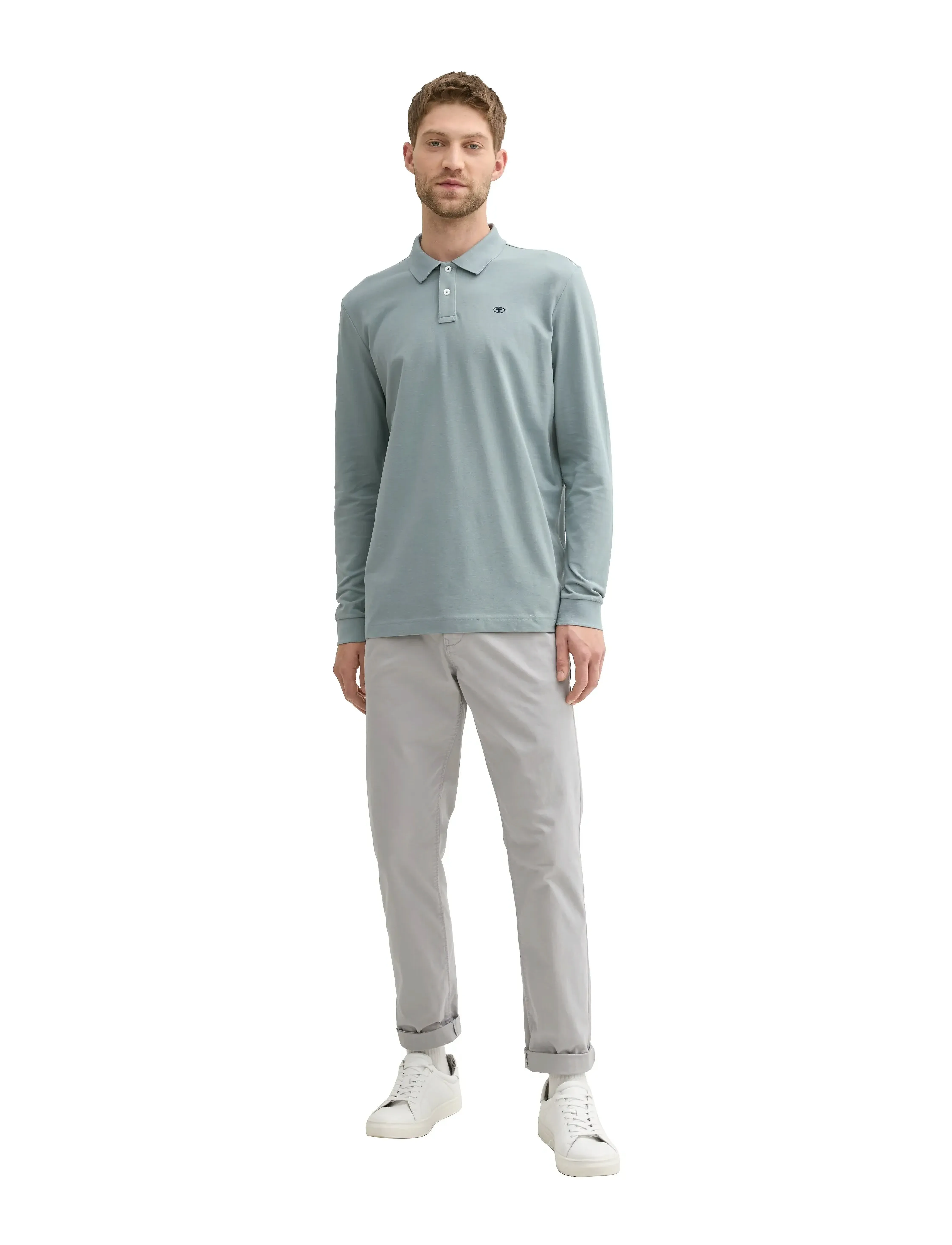 Tom Tailor Basic Polo With Contrast, Mænd, Langærmet Polo Shirt, Blå, Str: L