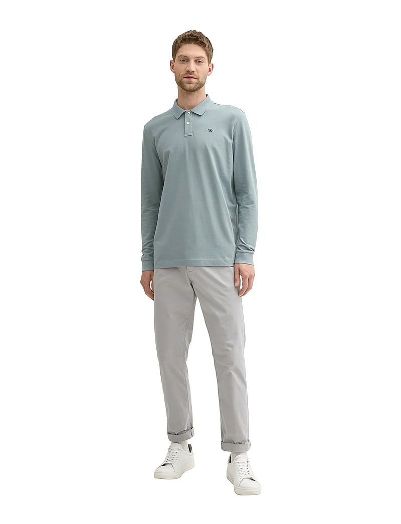 Tom Tailor - basic polo with contrast - långärmade pikéer - grey mint - 0