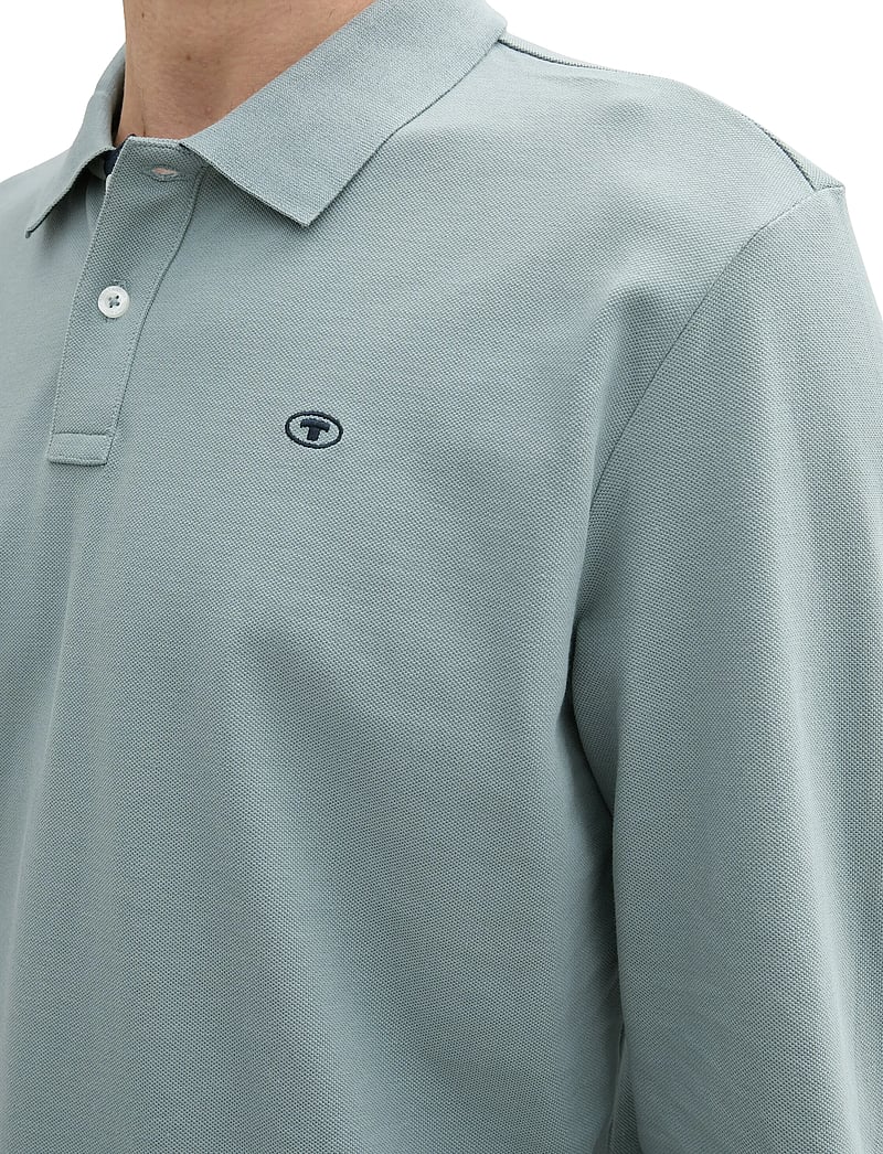 Tom Tailor - basic polo with contrast - långärmade pikéer - grey mint - 3