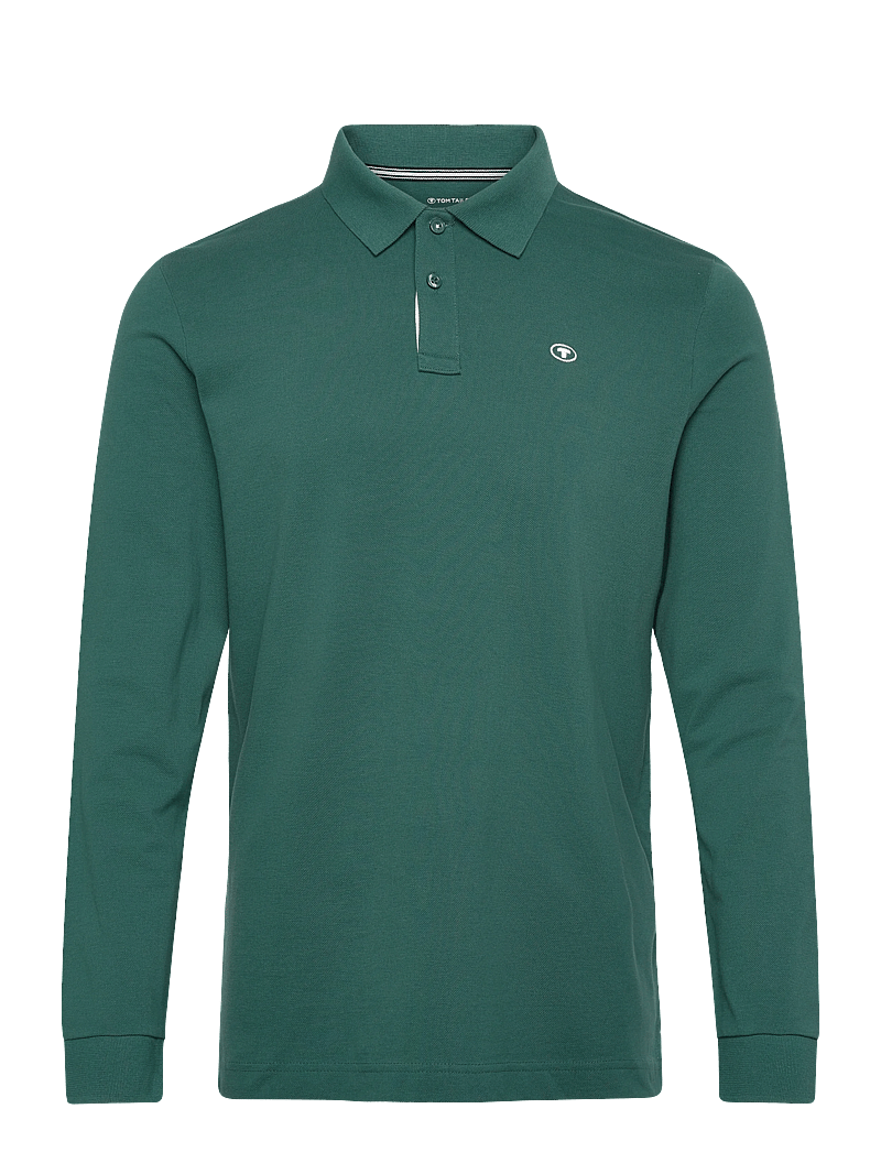 Tom Tailor - basic polo with contrast - langærmede poloer - jasper green - 1