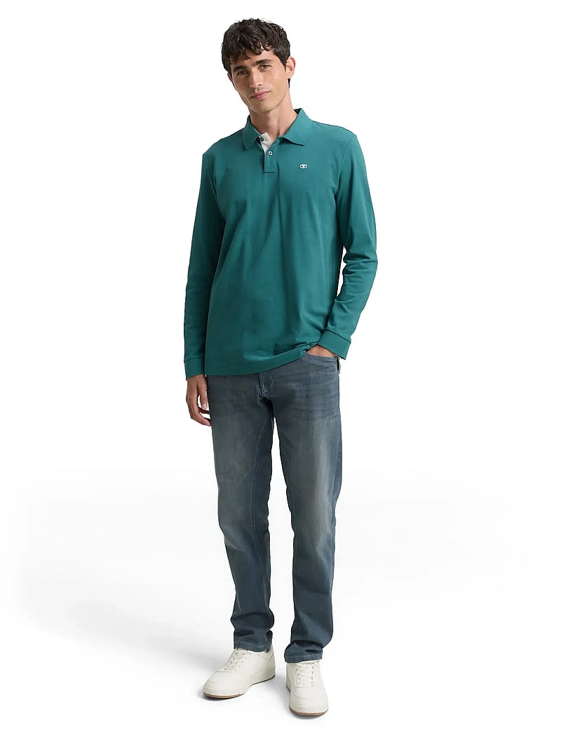 Tom Tailor - basic polo with contrast - langærmede poloer - jasper green - 0
