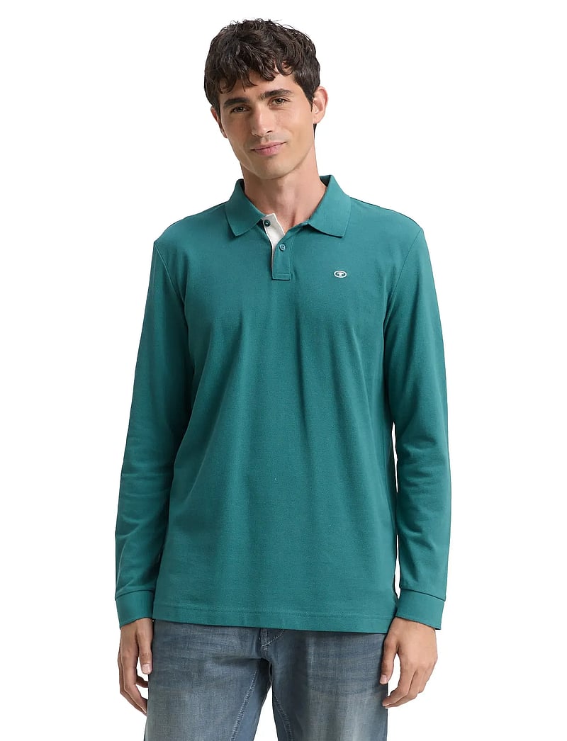 Tom Tailor - basic polo with contrast - langærmede poloer - jasper green - 4