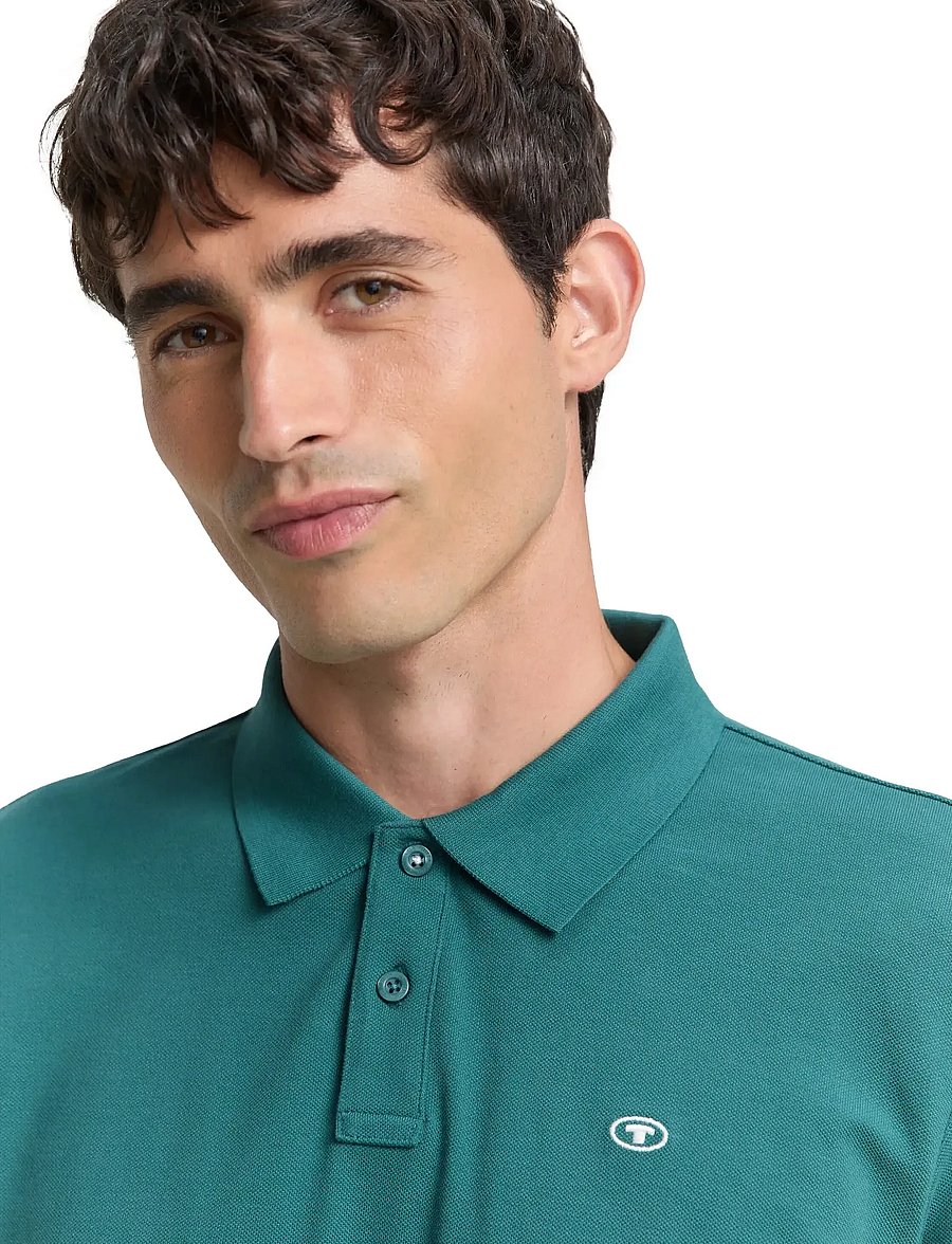 Tom Tailor - basic polo with contrast - langärmelig - jasper green - 5