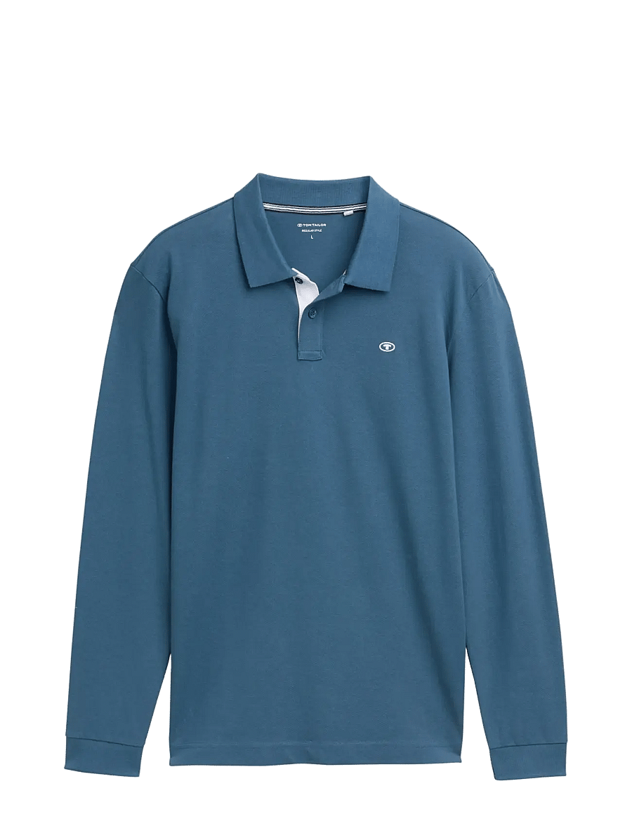 Tom Tailor - basic polo with contrast - långärmade pikéer - real teal blue - 1