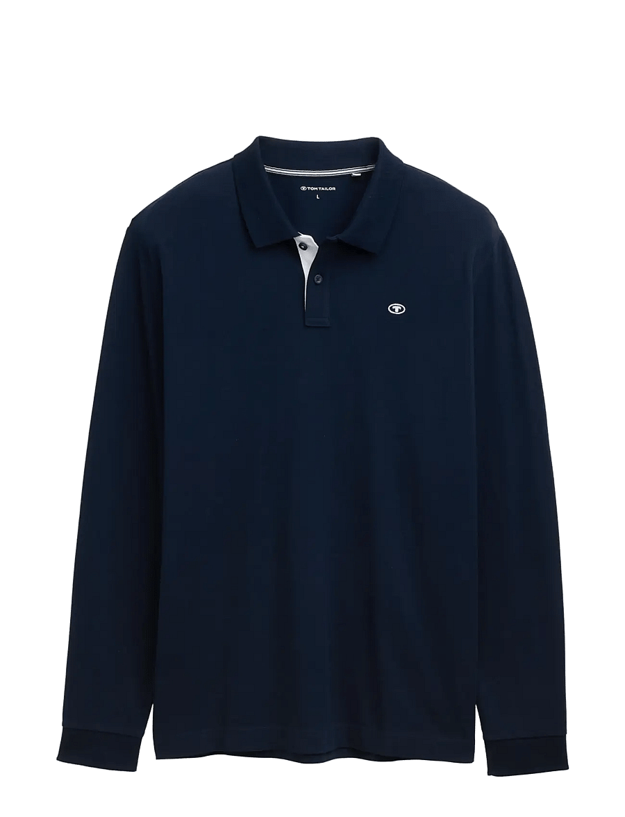 Tom Tailor - basic polo with contrast - langärmelig - sky captain blue - 1
