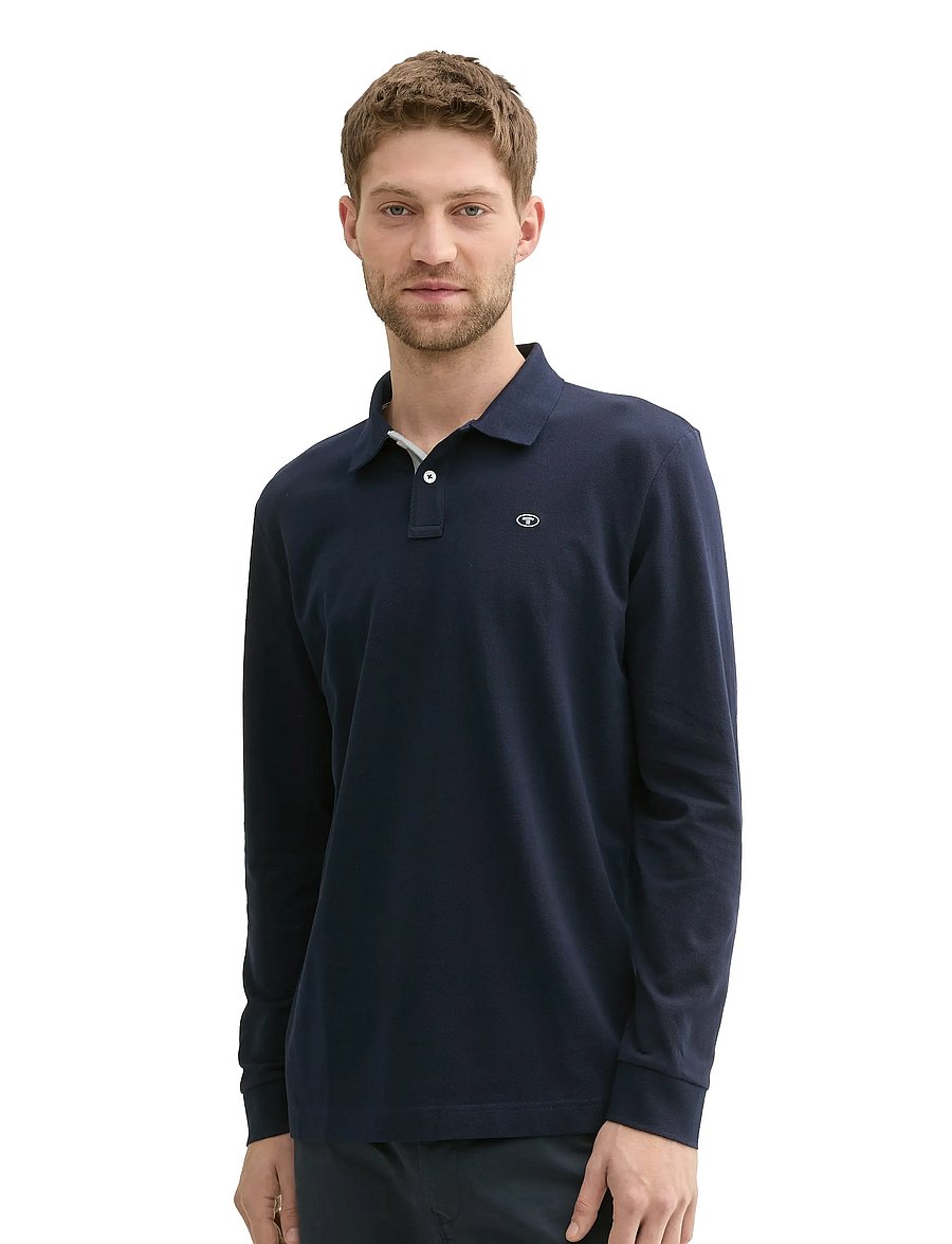 Tom Tailor - basic polo with contrast - långärmade pikéer - sky captain blue - 4