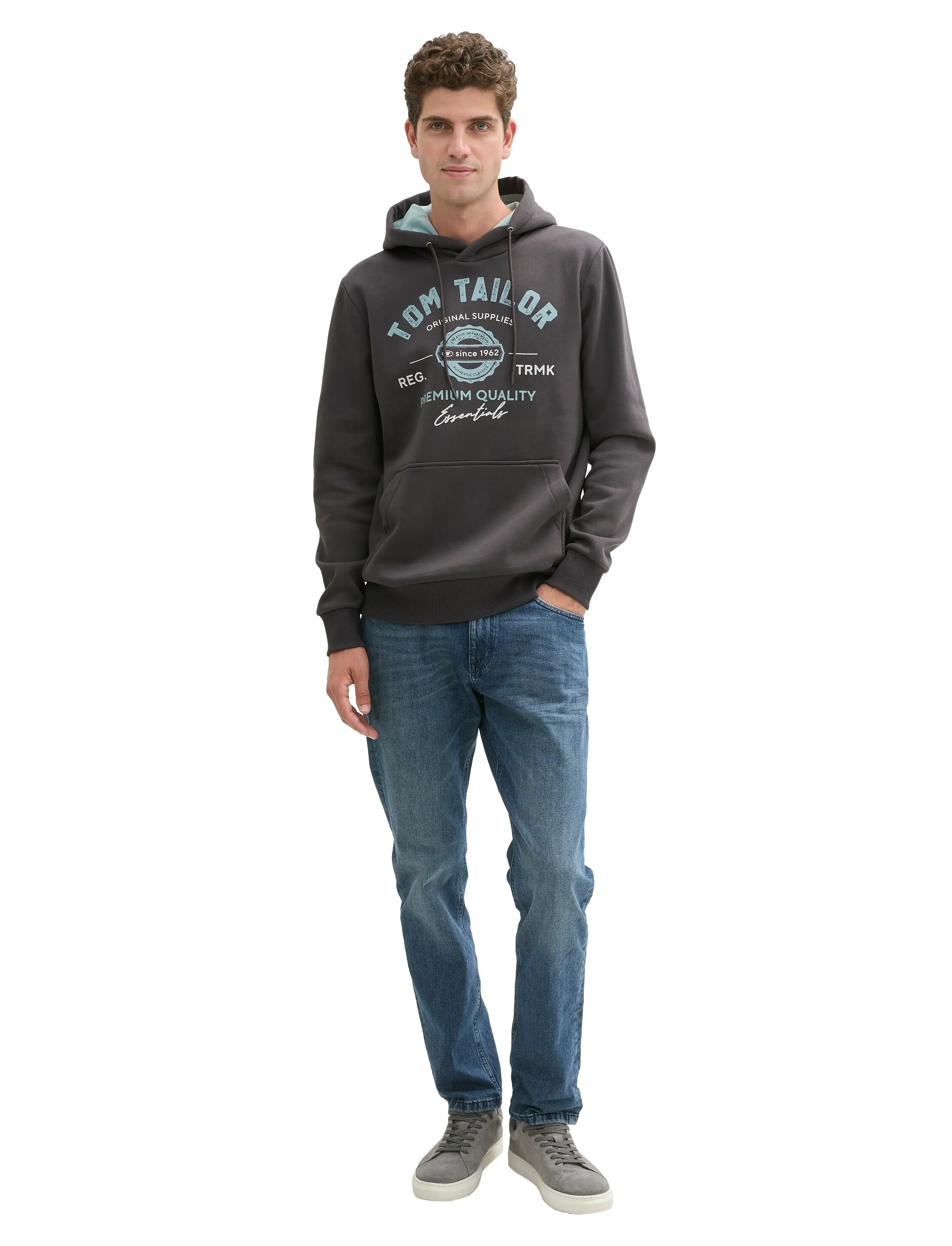 Tom Tailor Hoodie With Print, L, Sweatshirts & Hoodies, Grau - Männerswear