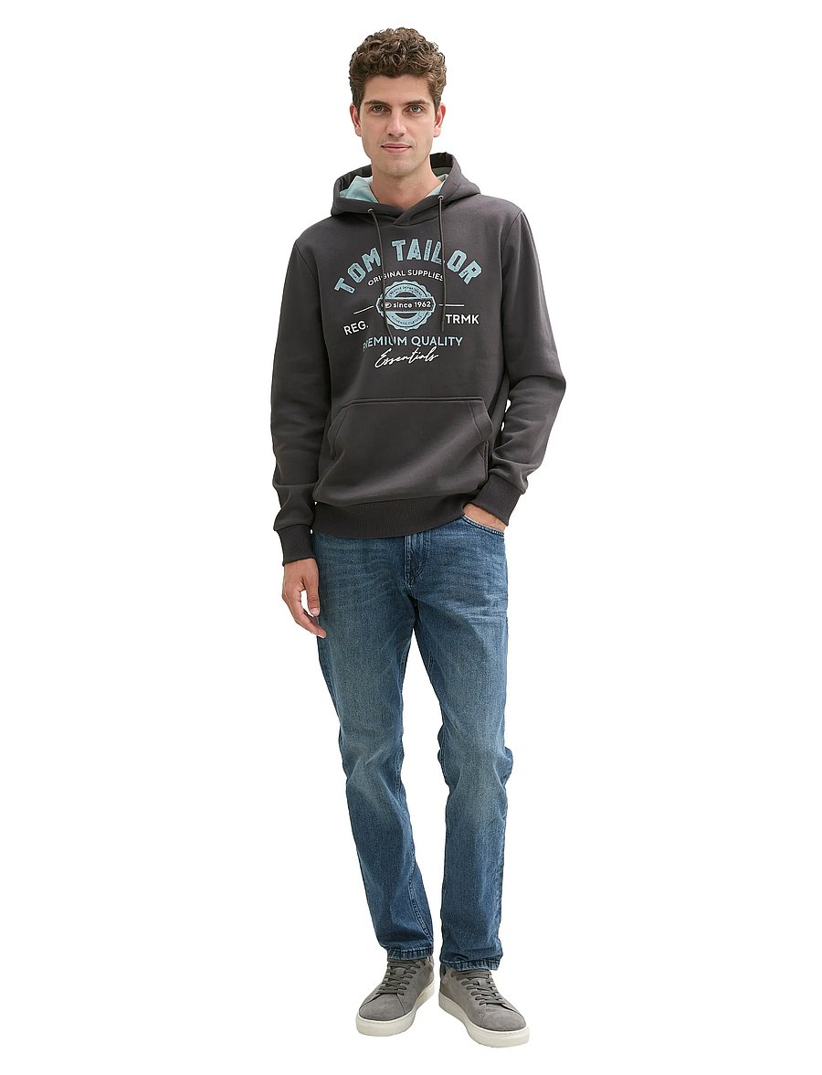 Tom Tailor - hoodie with print - kapuzenpullover - tarmac grey - 0