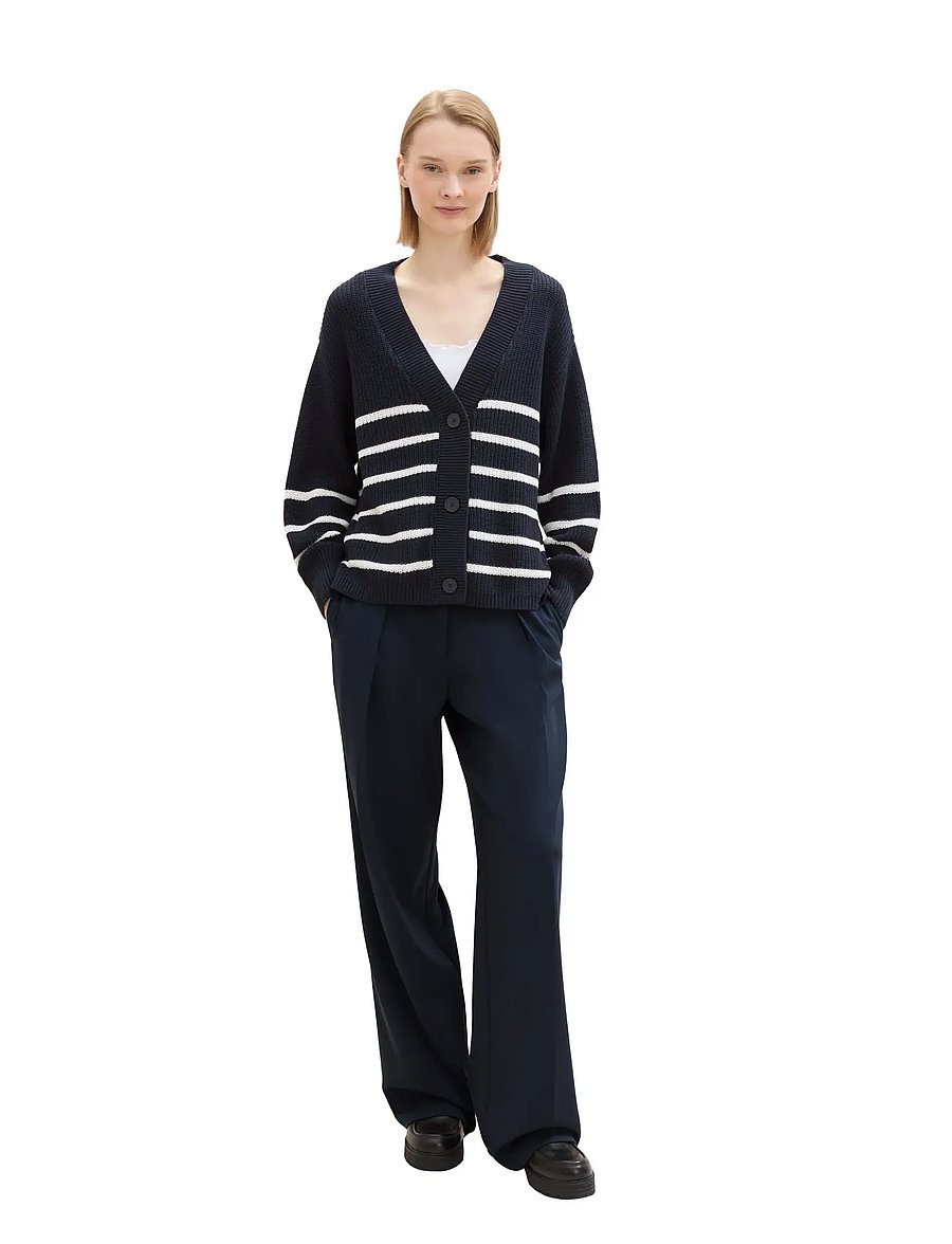 Tom Tailor - v-neck cardigan - kardiganid - placed navy white stripe - 0