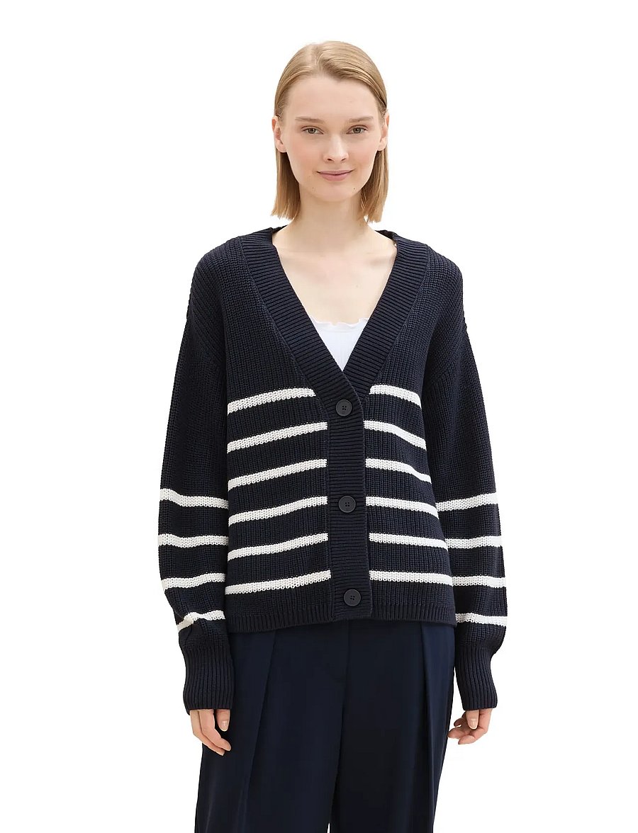 Tom Tailor - v-neck cardigan - kardiganid - placed navy white stripe - 4