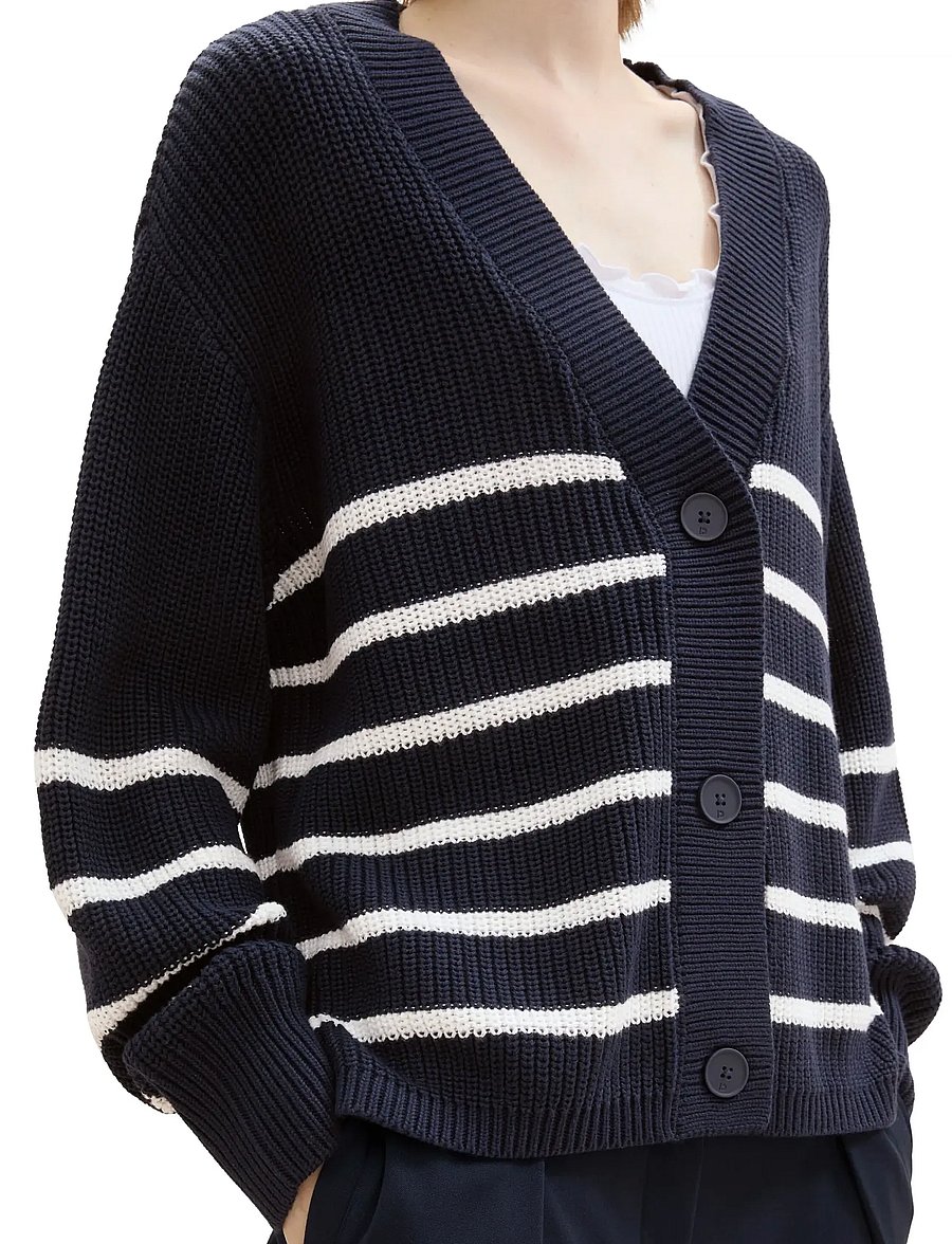 Tom Tailor - v-neck cardigan - kardiganid - placed navy white stripe - 5