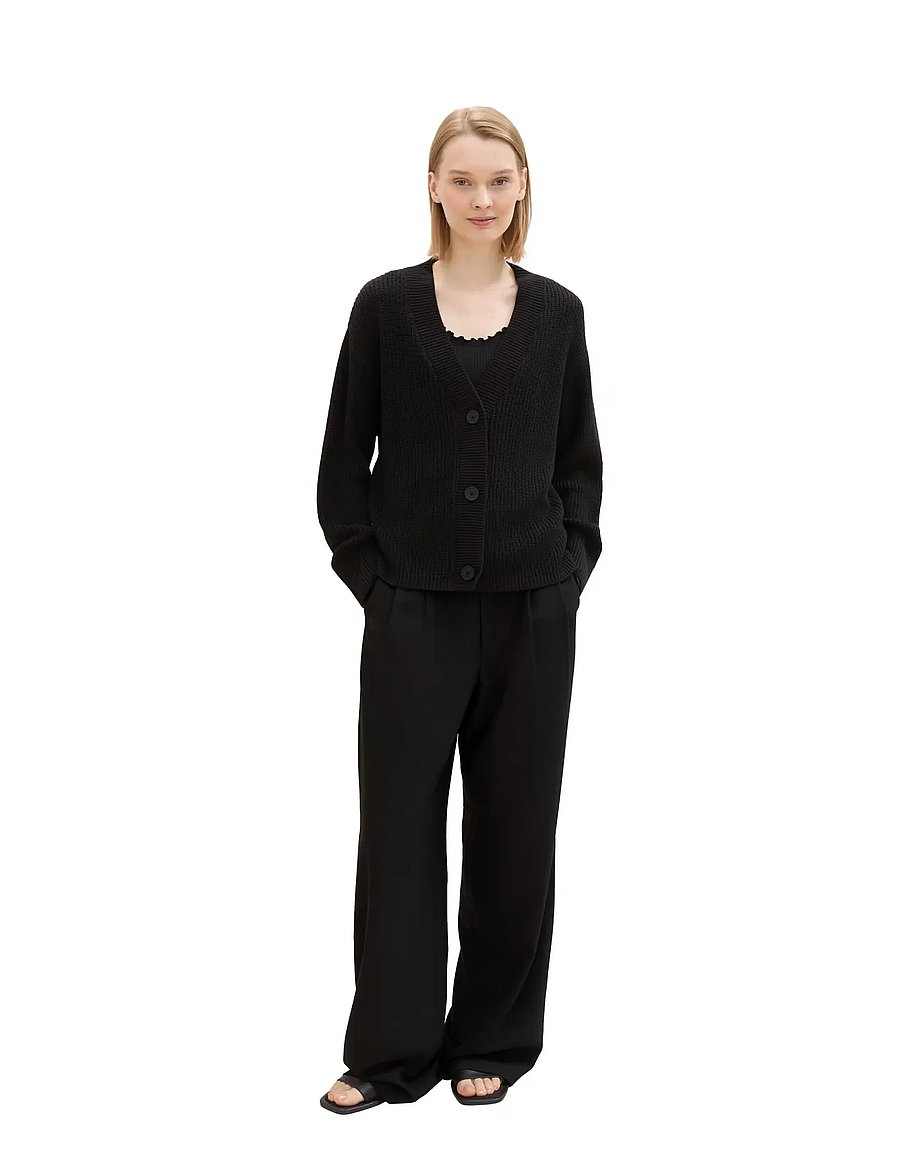 Tom Tailor - v-neck cardigan - strickjacken - deep black - 0