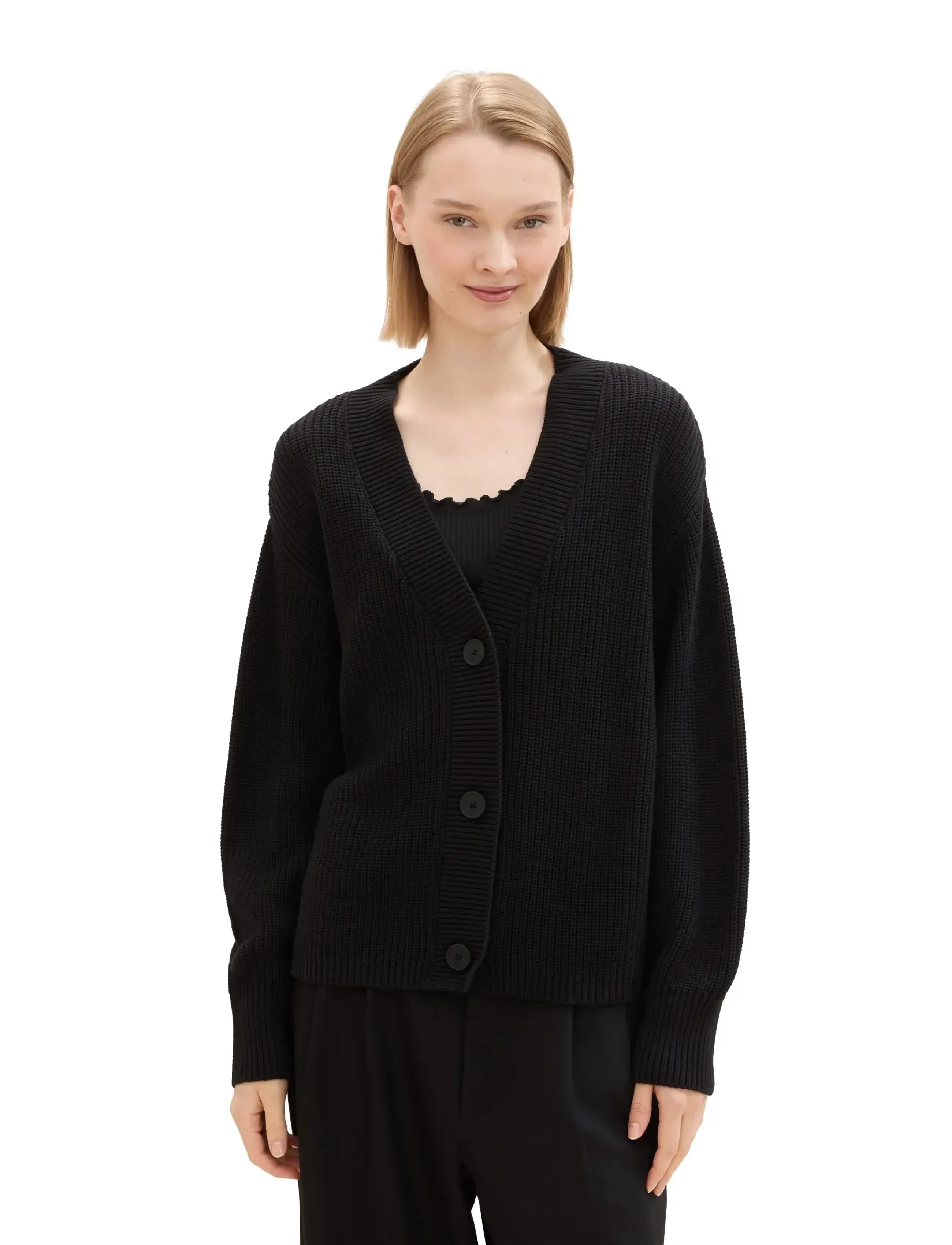 Tom Tailor - v-neck cardigan - strickjacken - deep black - 4