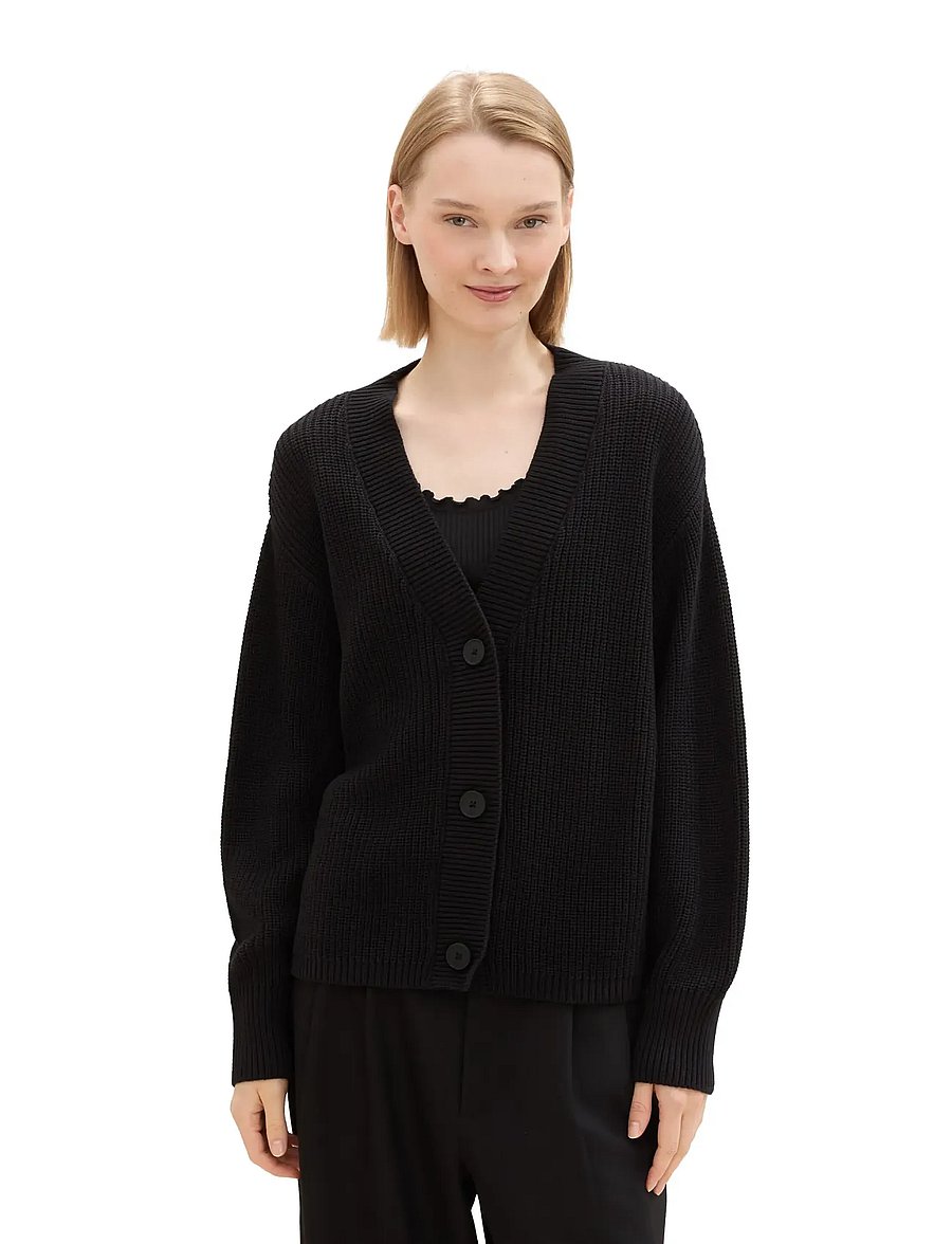 Tom Tailor - v-neck cardigan - strickjacken - deep black - 4