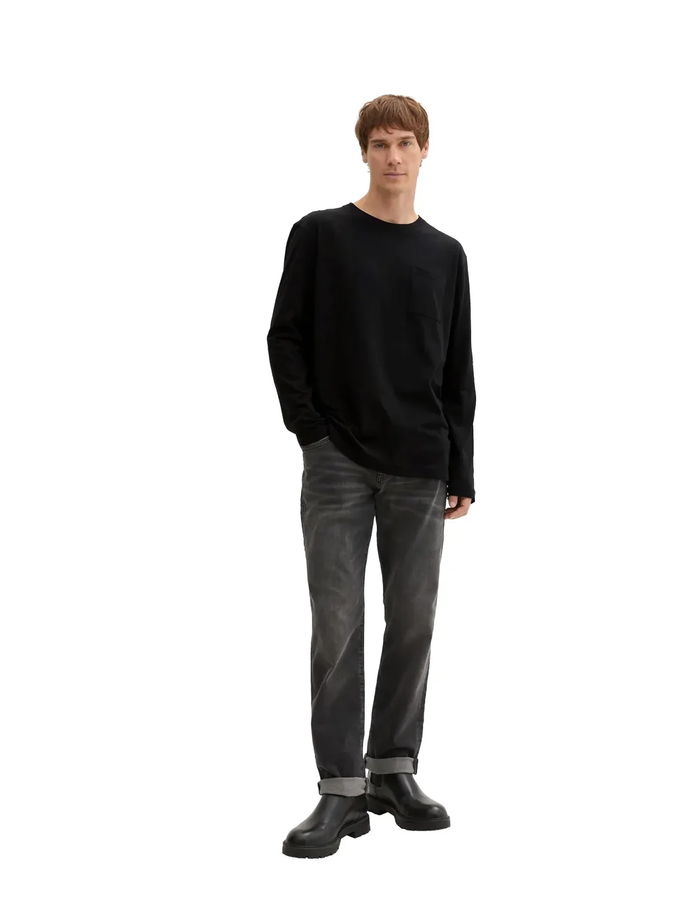 Tom Tailor - basic longsleeve - långärmade t-shirts - black - 3