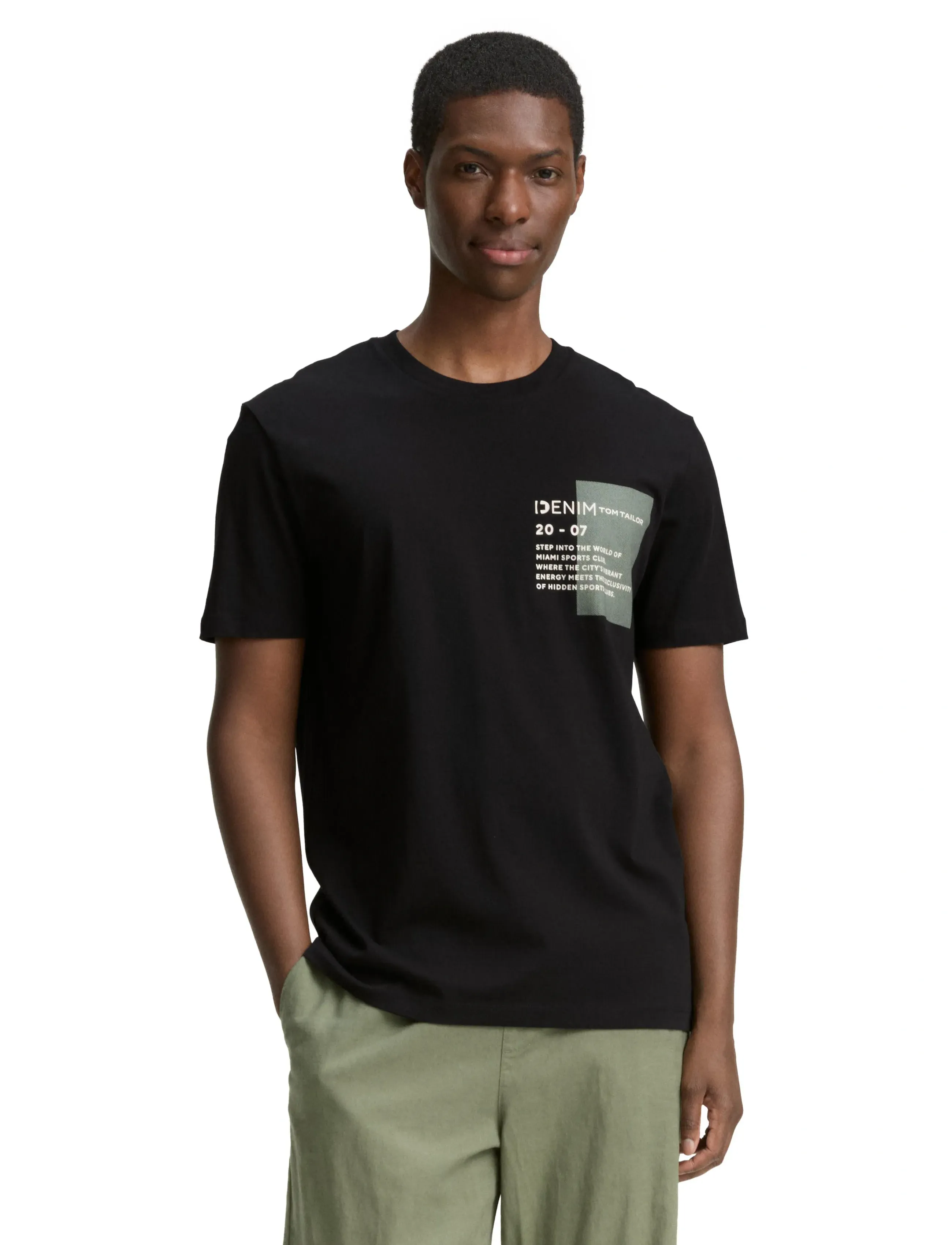 Tom Tailor Printed T-Shirt, XL, T-shirts, Schwarz - Short-sleeved, Männerswear
