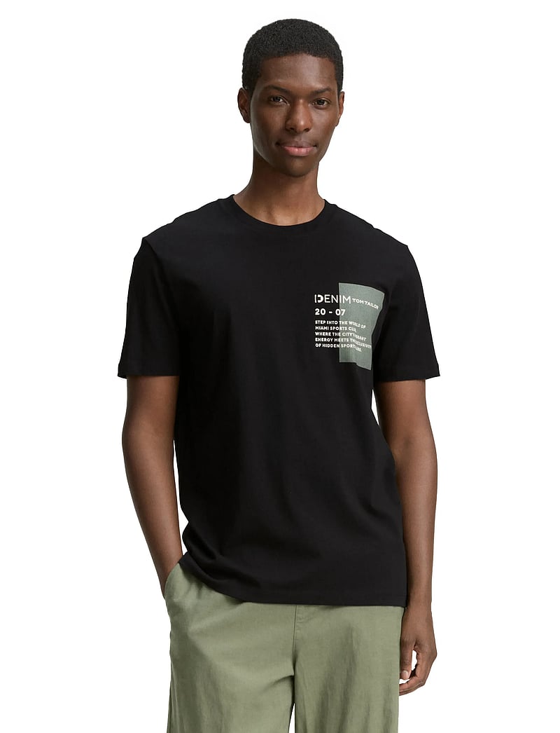 Tom Tailor - printed t-shirt - short-sleeved t-shirts - black - 0