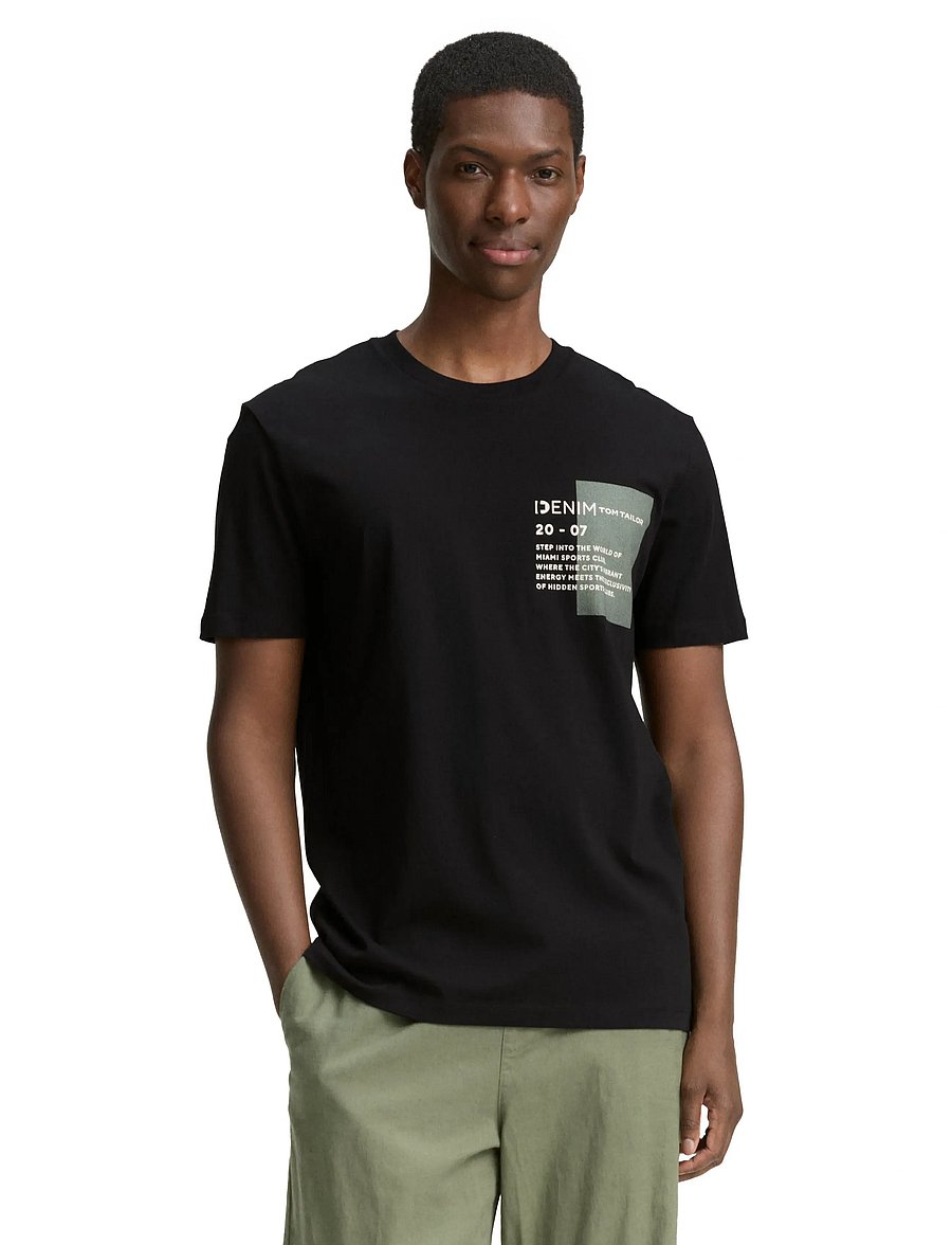 Tom Tailor - printed t-shirt - kortärmade t-shirts - black - 0