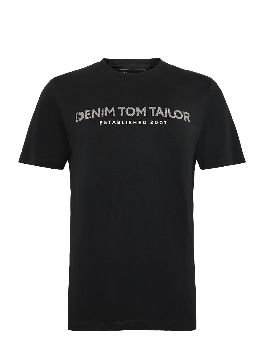 Tom Tailor - printed t-shirt - kortärmade t-shirts - black fake leather - 1