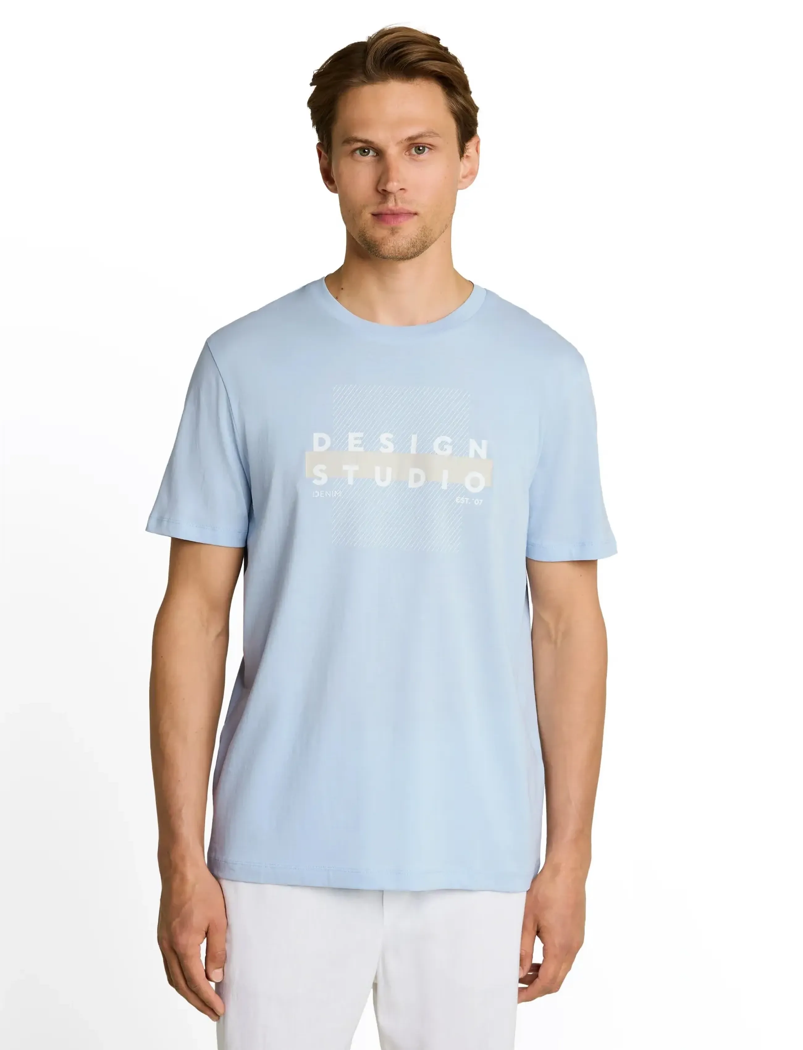 Tom Tailor - printed t-shirt - kortærmede t-shirts - light metal blue - 4
