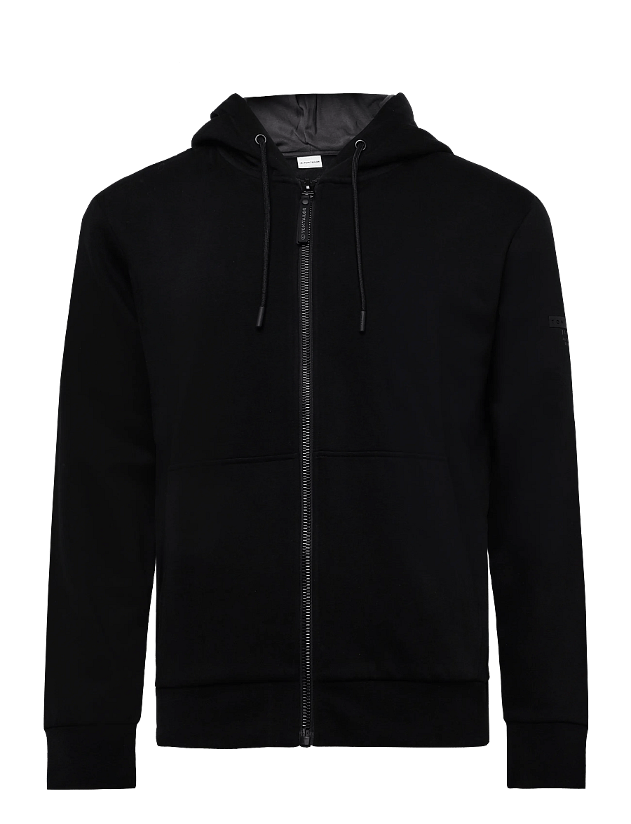Tom Tailor - printed sweatjacket - kapuzenpullover - black - 1