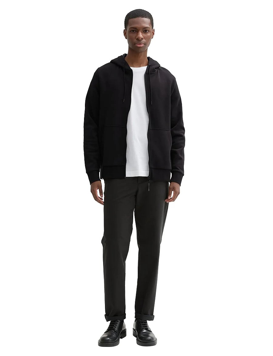 Tom Tailor - printed sweatjacket - kapuzenpullover - black - 0