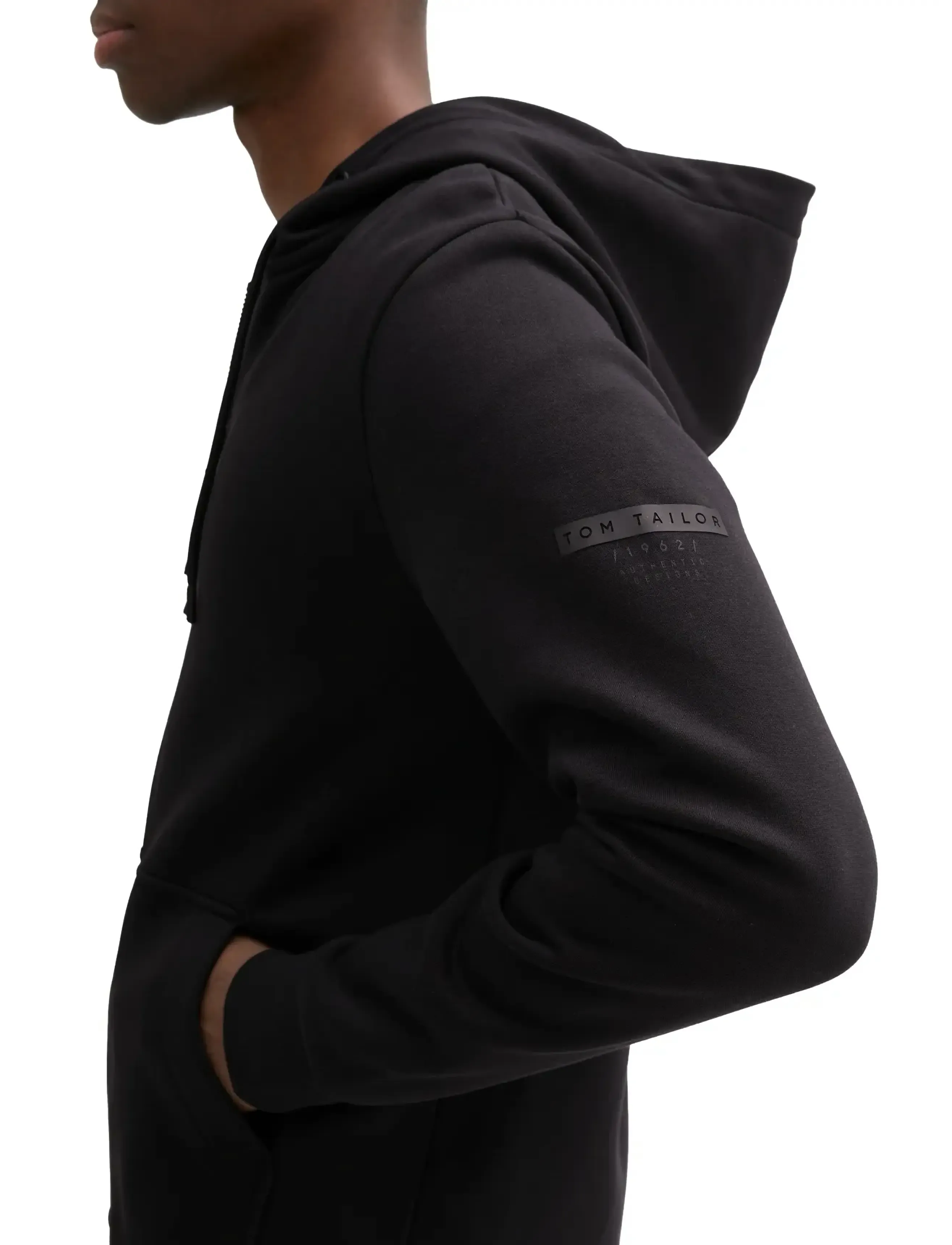 Tom Tailor - printed sweatjacket - hættetrøjer - black - 4