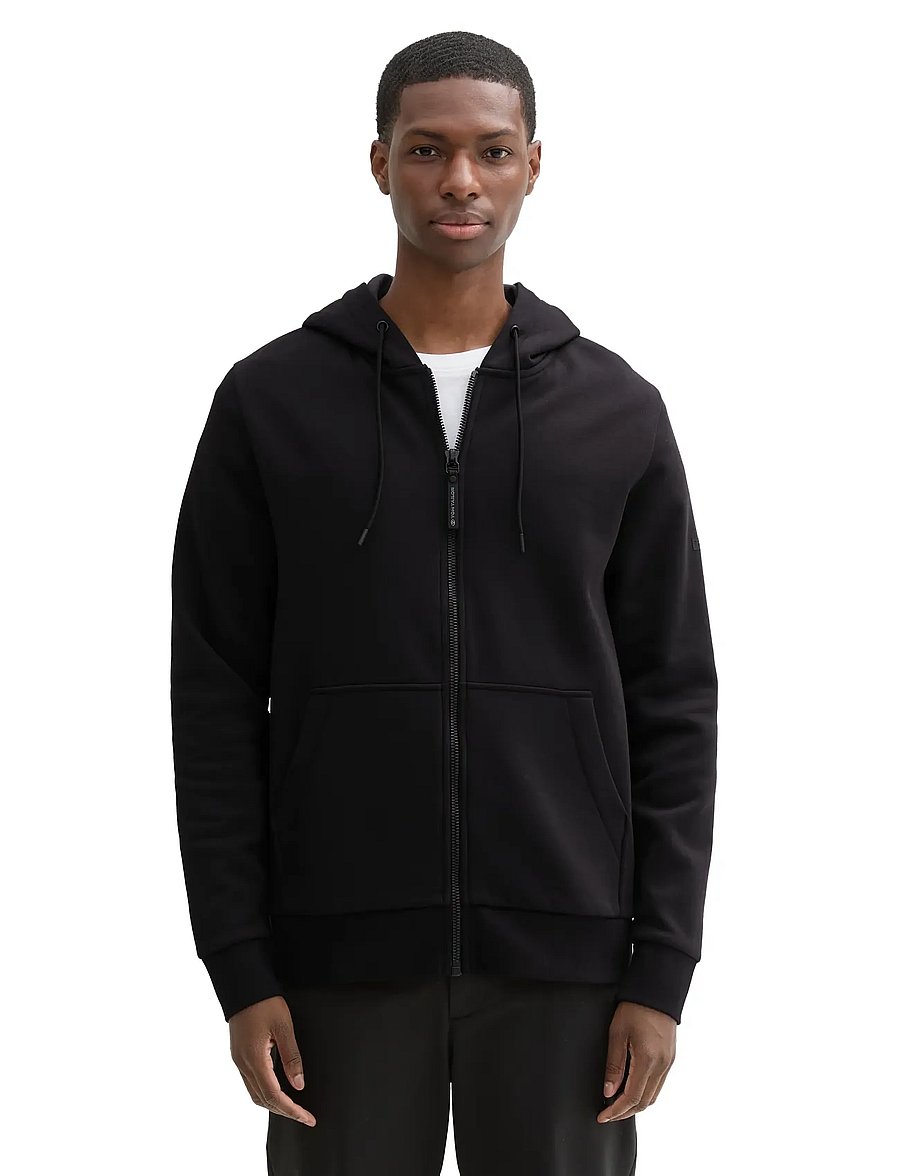 Tom Tailor - printed sweatjacket - kapuzenpullover - black - 5