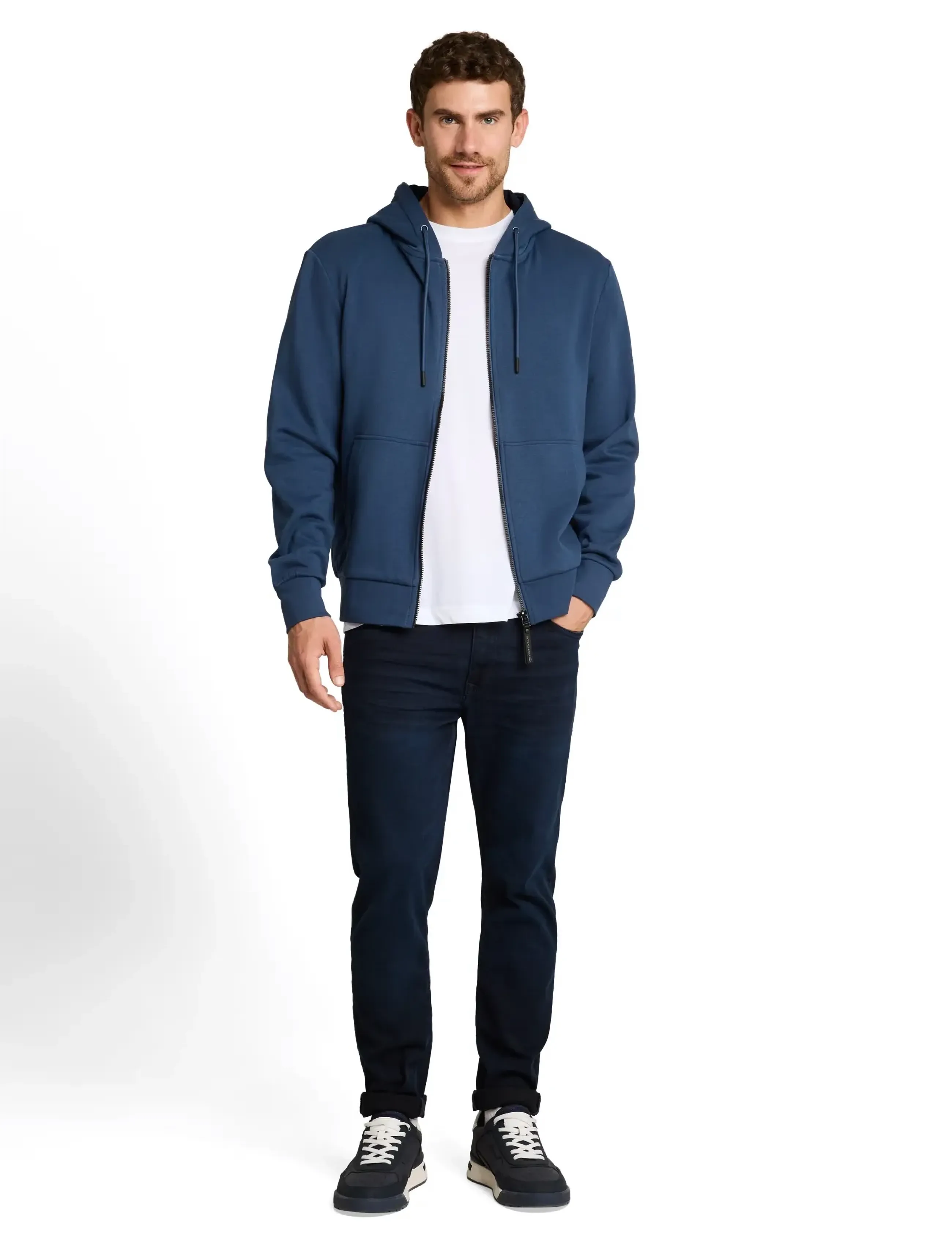 Tom Tailor printed sweatjacket - TOM TAILOR - DARK DUCK BLUE / navy