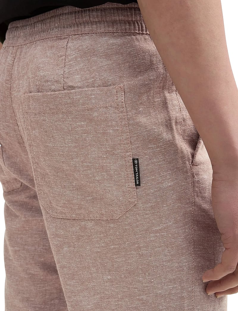 Tom Tailor - regular linen beach pants - hørbukser - mocha brown chambray - 3