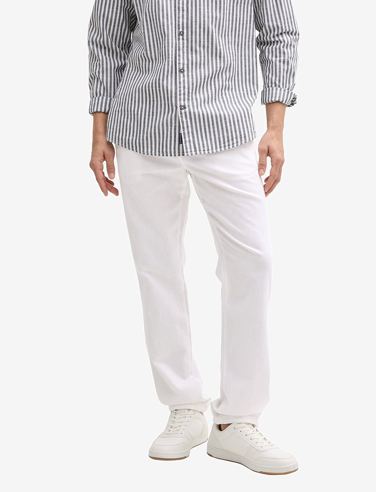 Tom Tailor - regular linen beach pants - hørbukser - white - 3
