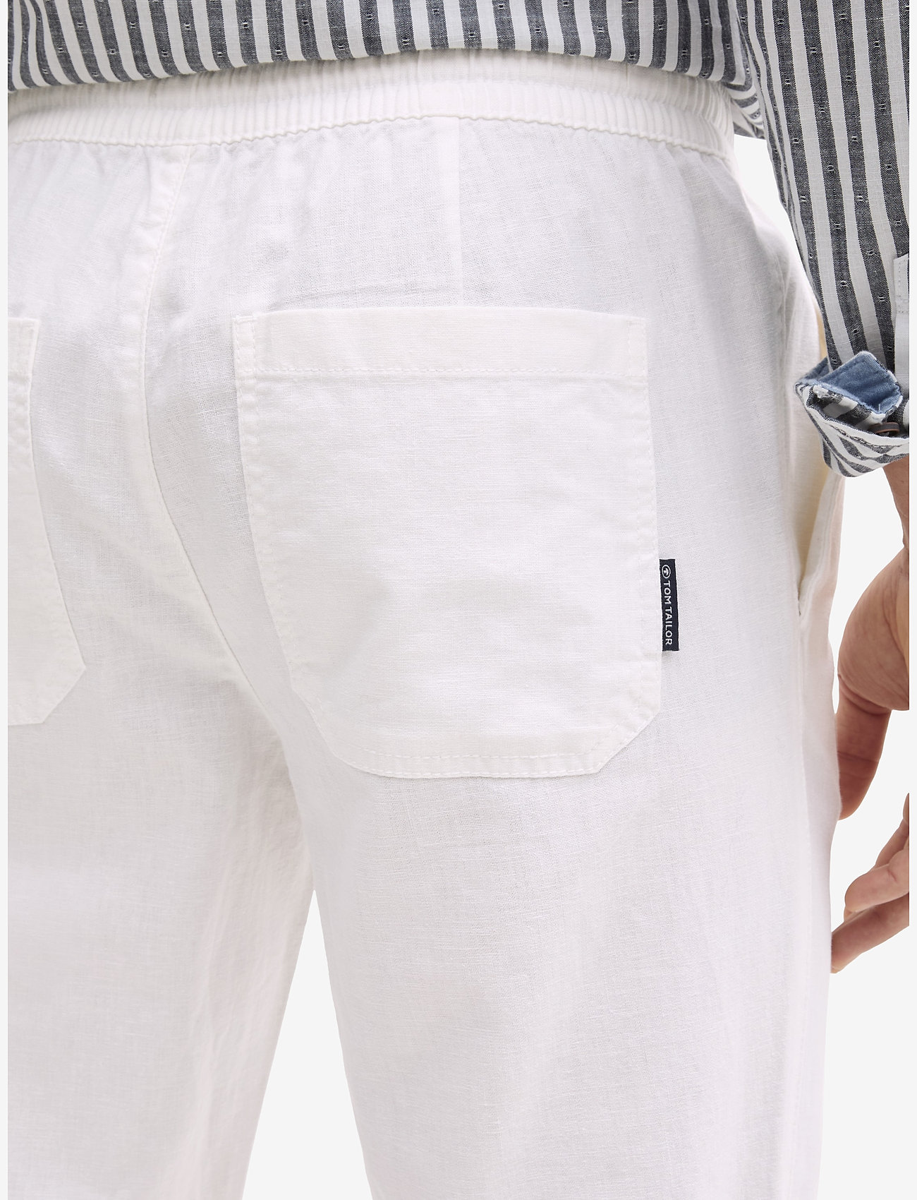 Tom Tailor - regular linen beach pants - hørbukser - white - 5