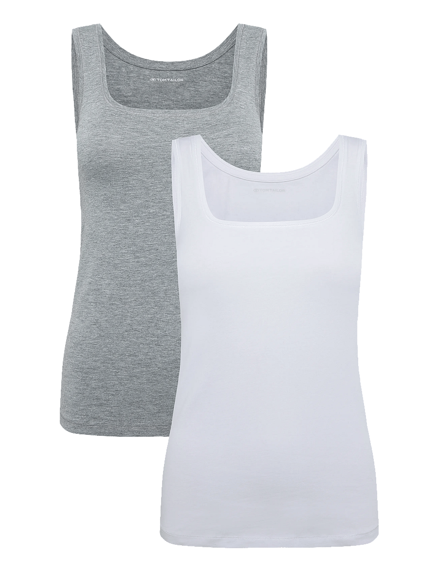 Tom Tailor - top double pack packaging - tanktops - medium silver grey melange - 1