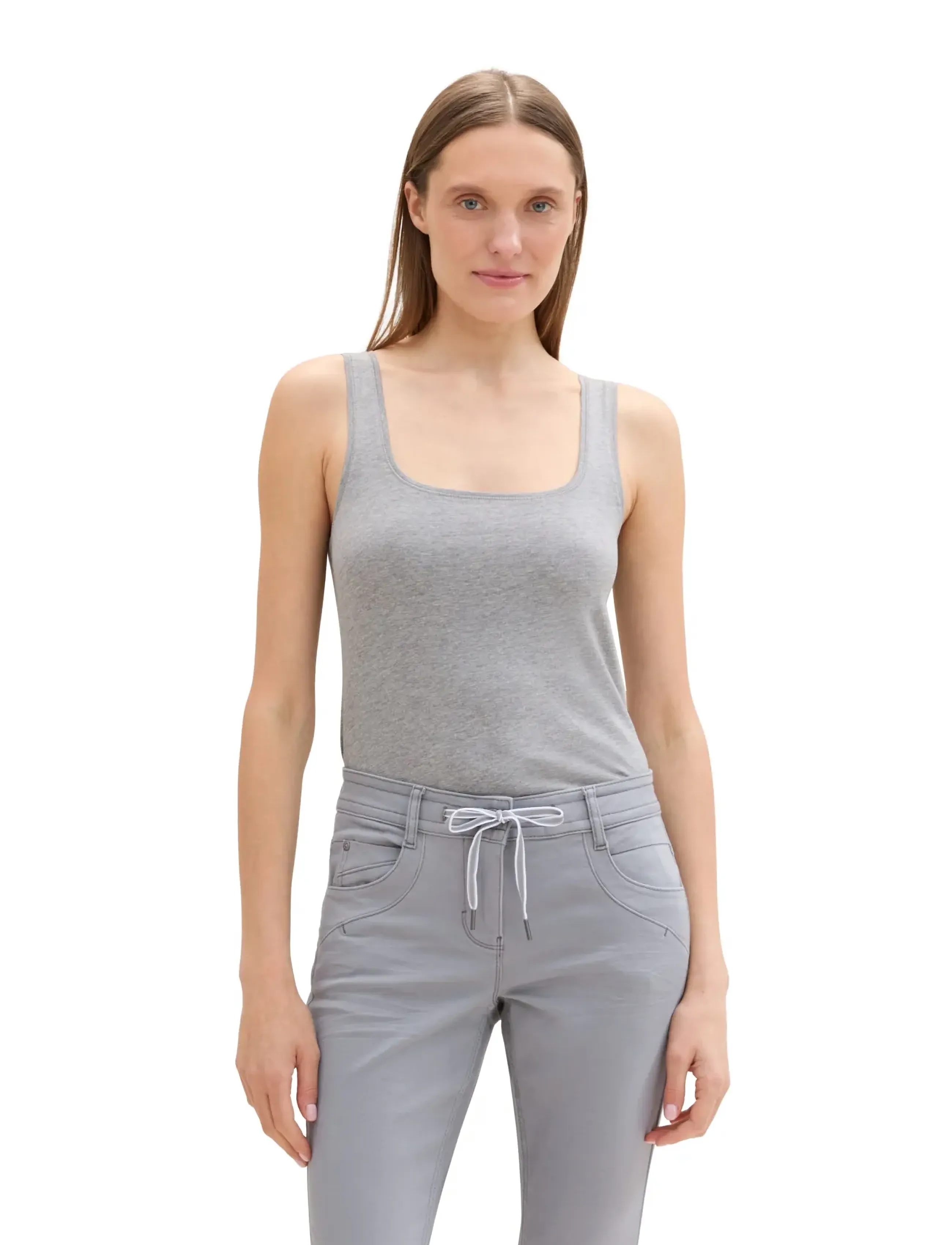 Tom Tailor - top double pack packaging - madalaimad hinnad - medium silver grey melange - 4