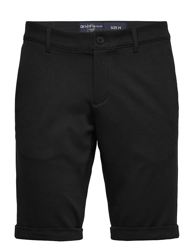 Tom Tailor - slim piqué chino shorts - lühikesed teksapüksid - black - 0