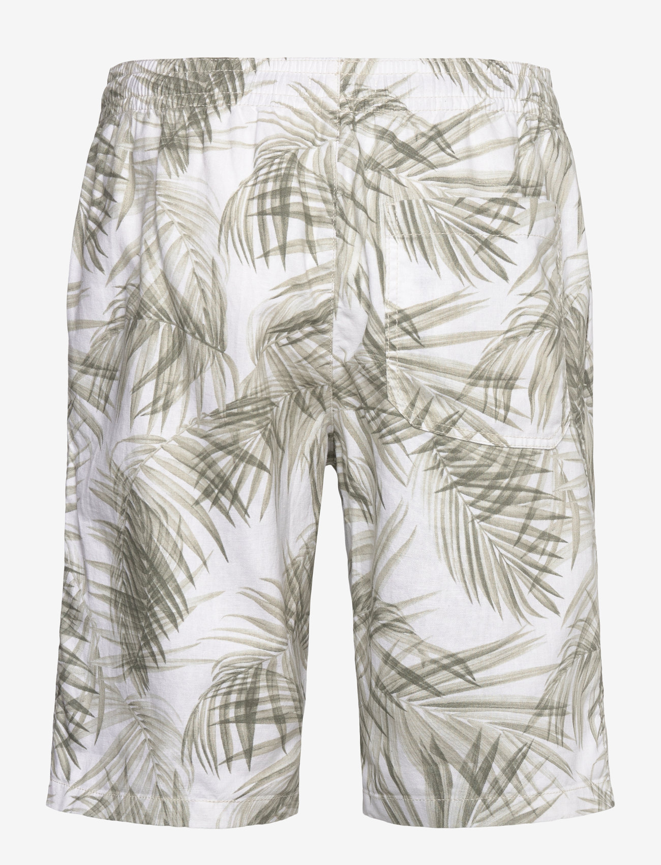 Tom Tailor - relaxed linen beach shorts - frjálslegar stuttbuxur - white green watery palm print - 1