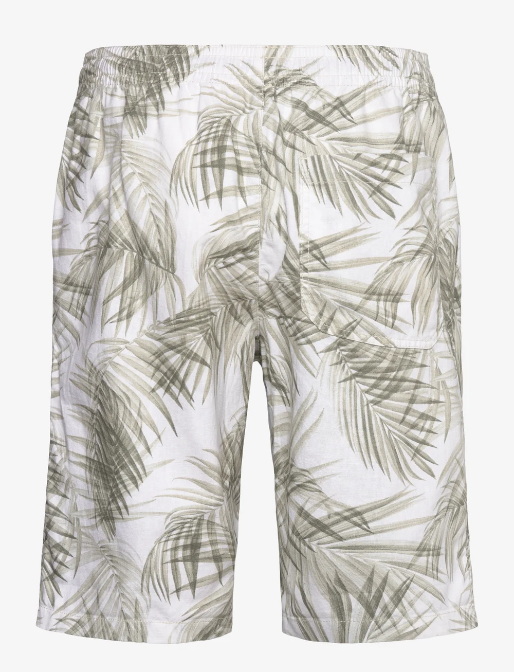 Tom Tailor - relaxed linen beach shorts - lühikesed vabaajapüksid - white green watery palm print - 1