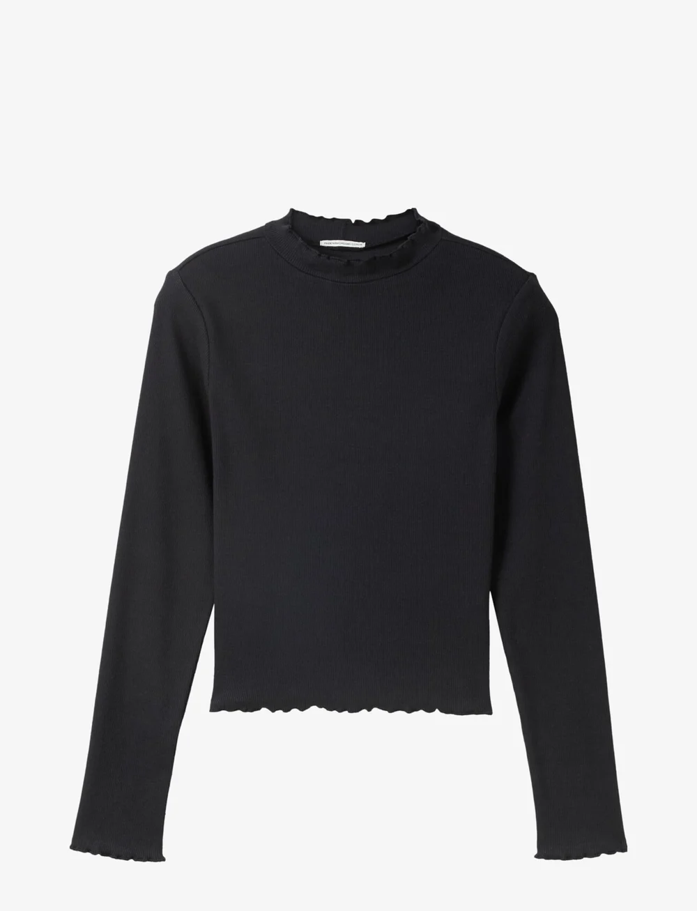 Tom Tailor - cropped rib longsleeve - long-sleeved t-shirts - heavy black - 0