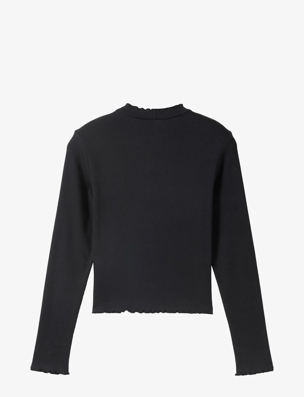 Tom Tailor - cropped rib longsleeve - long-sleeved t-shirts - heavy black - 1