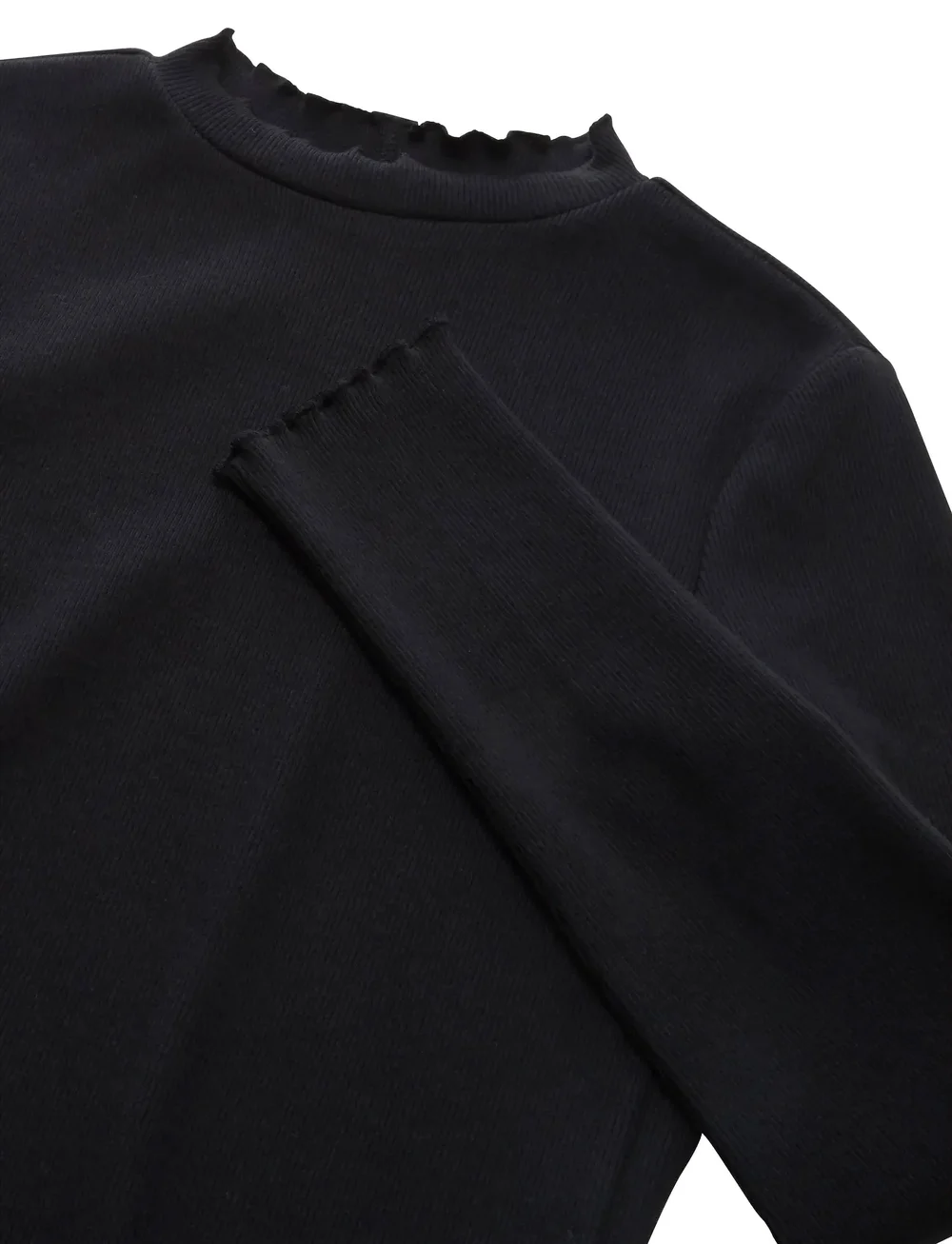Tom Tailor - cropped rib longsleeve - long-sleeved t-shirts - heavy black - 2