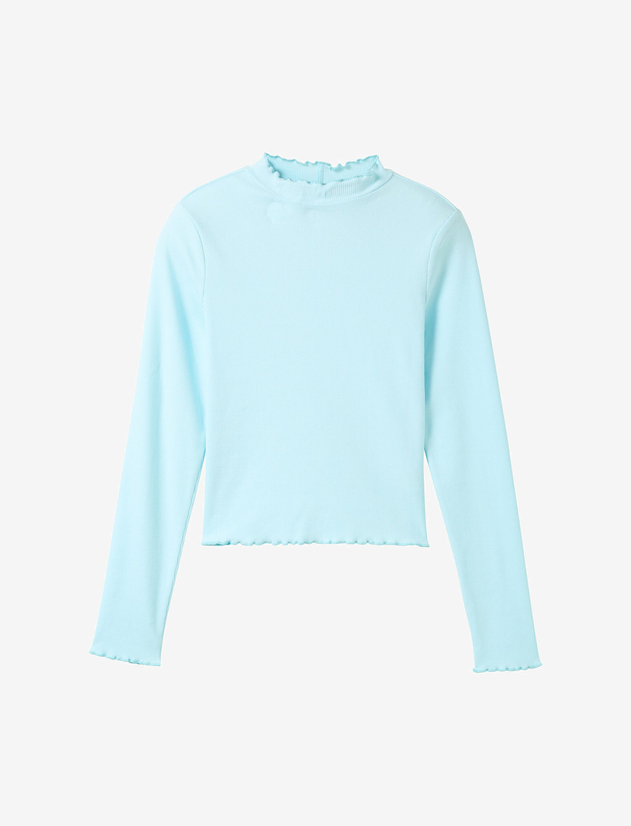 Tom Tailor - cropped rib longsleeve - long-sleeved t-shirts - soft pastel blue - 0
